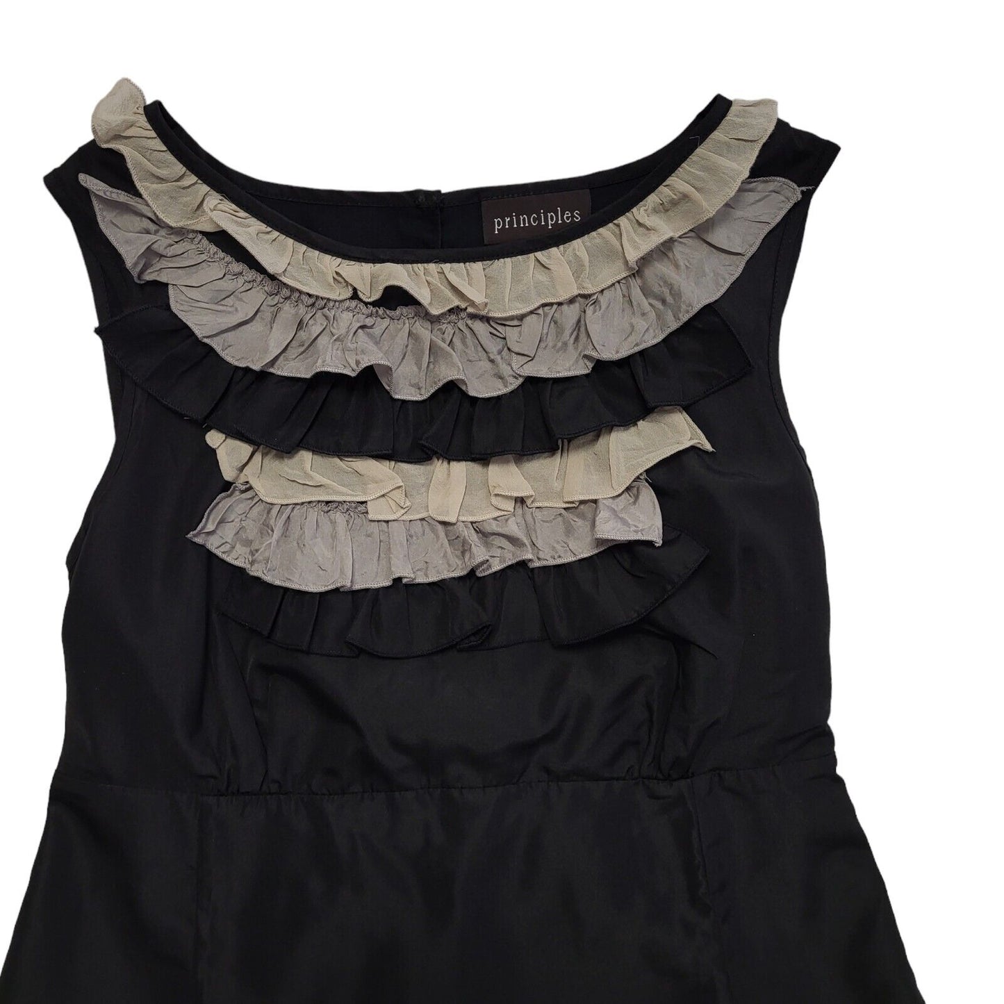 Principles Black & Beige Ruffle Sleeveless Top Womens UK Size 10