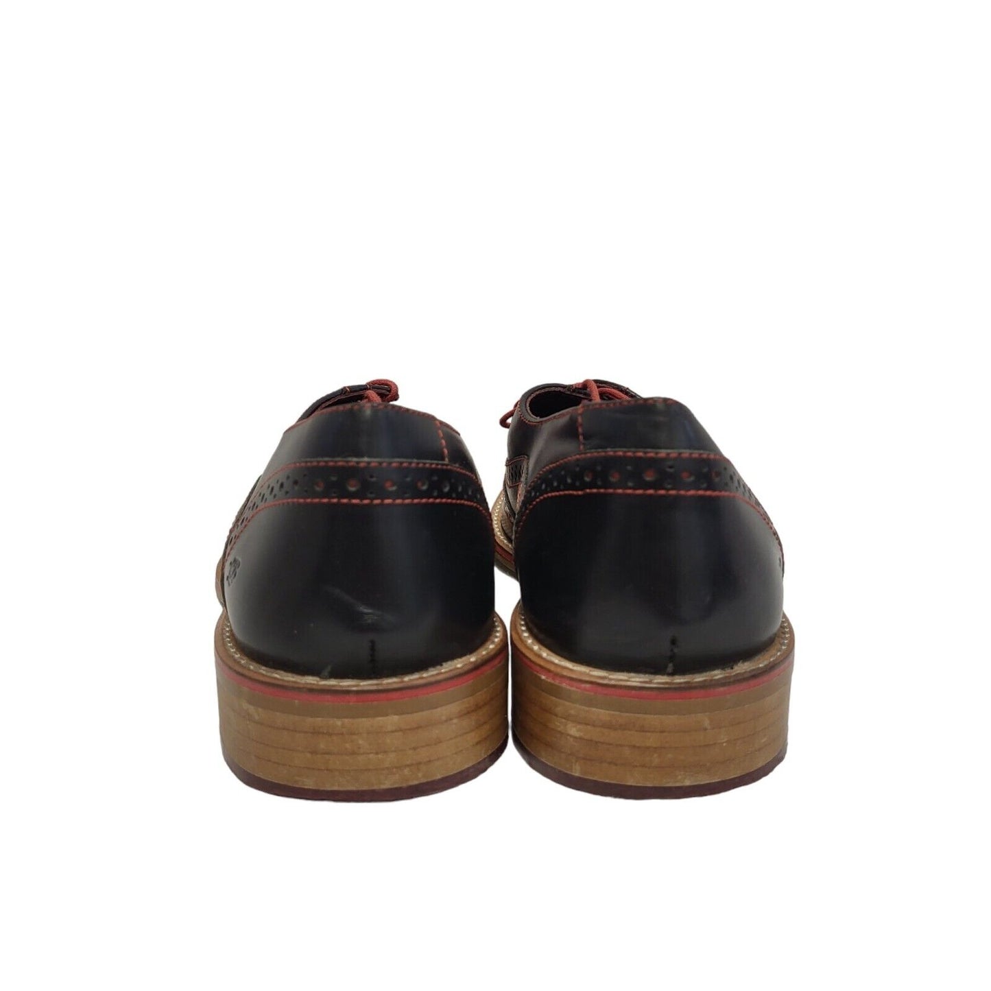 London Brogues Black Red Lace-up Leather Oxford Shoes Men's UK 8 EU 42