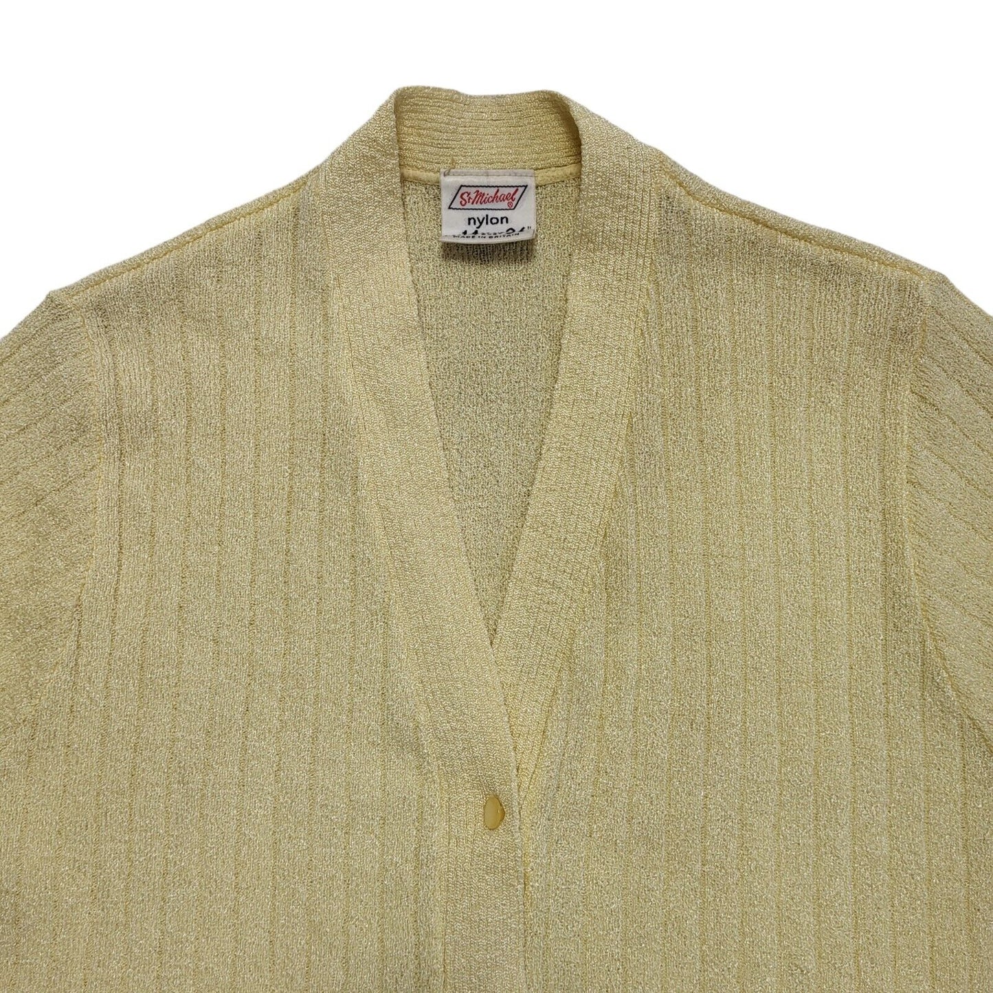St Michael Vintage 70's Yellow Button Front Cardigan Womens UK Size 14