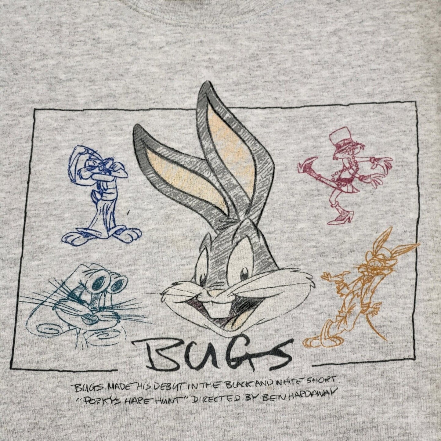 Warner Bros Bugs Bunny Print 90s Vintage Grey Sweatshirt Women's Size M
