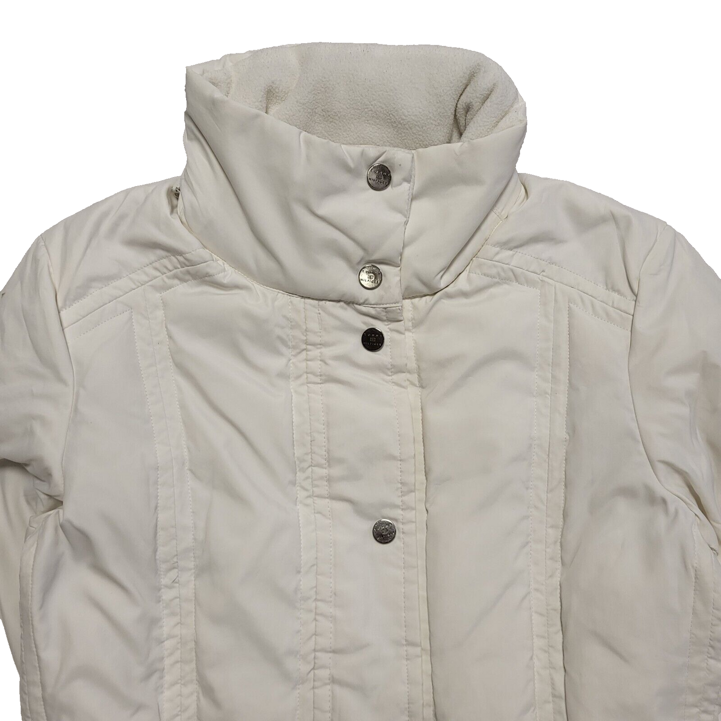 Tommy Hilfiger Vintage Y2K White Snap & Zip Jacket Womens UK Size S