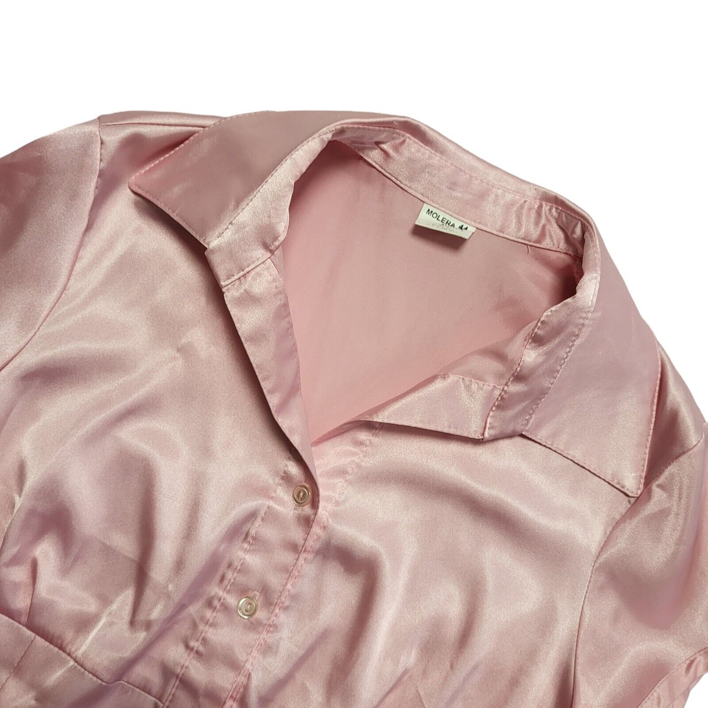 Molera Moda Y2K Pink Satin Blouse Womens UK Size 16