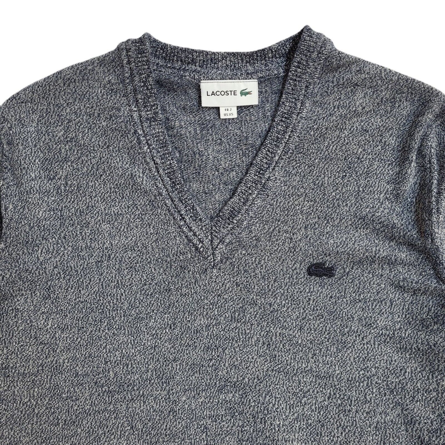 Lacoste Vintage 90's Grey V-Neck Jumper UK Men's Size Small