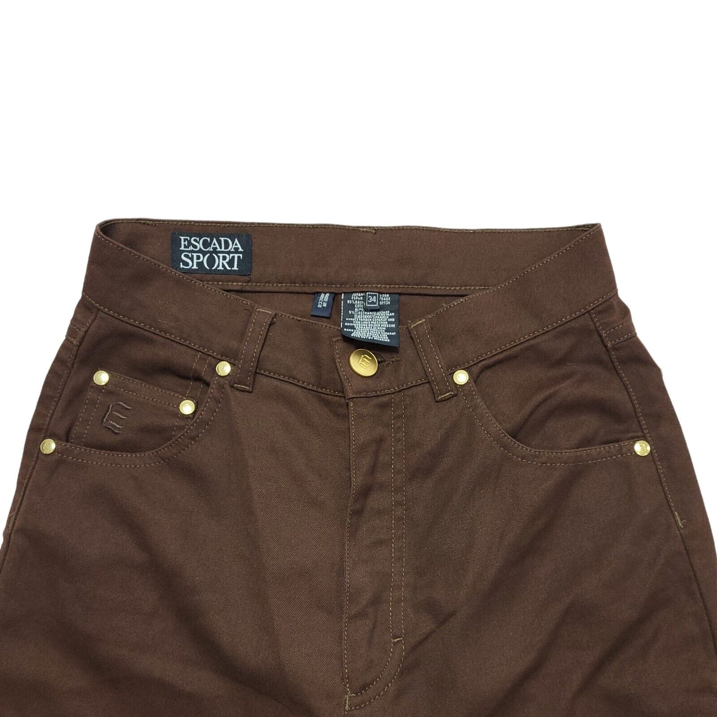 Escada Vintage 80's Brown Skinny Jeans Womens UK XS/S W24 L31