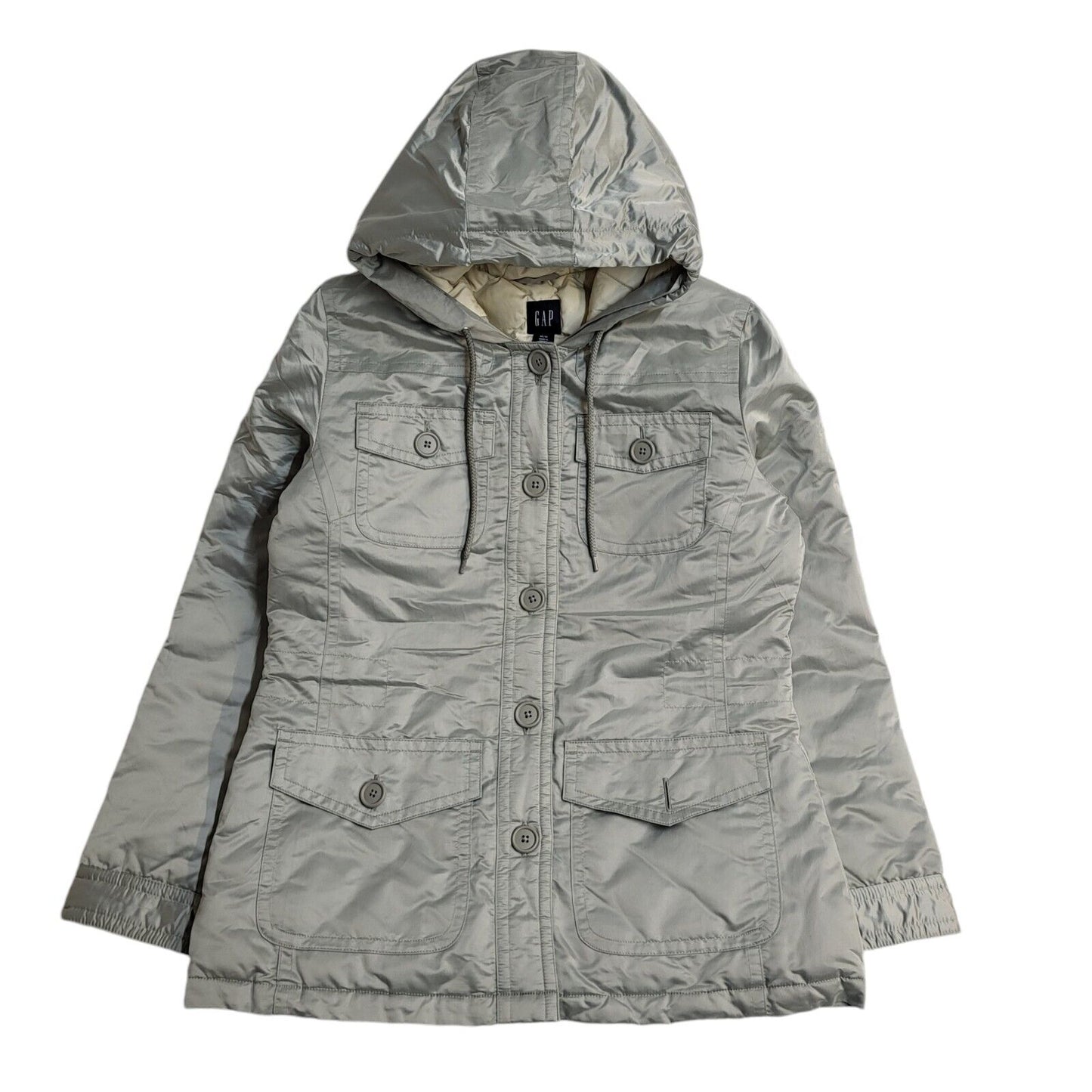 Gap Vintage Y2k Grey Hooded Jacket Uk Women's Size Medium