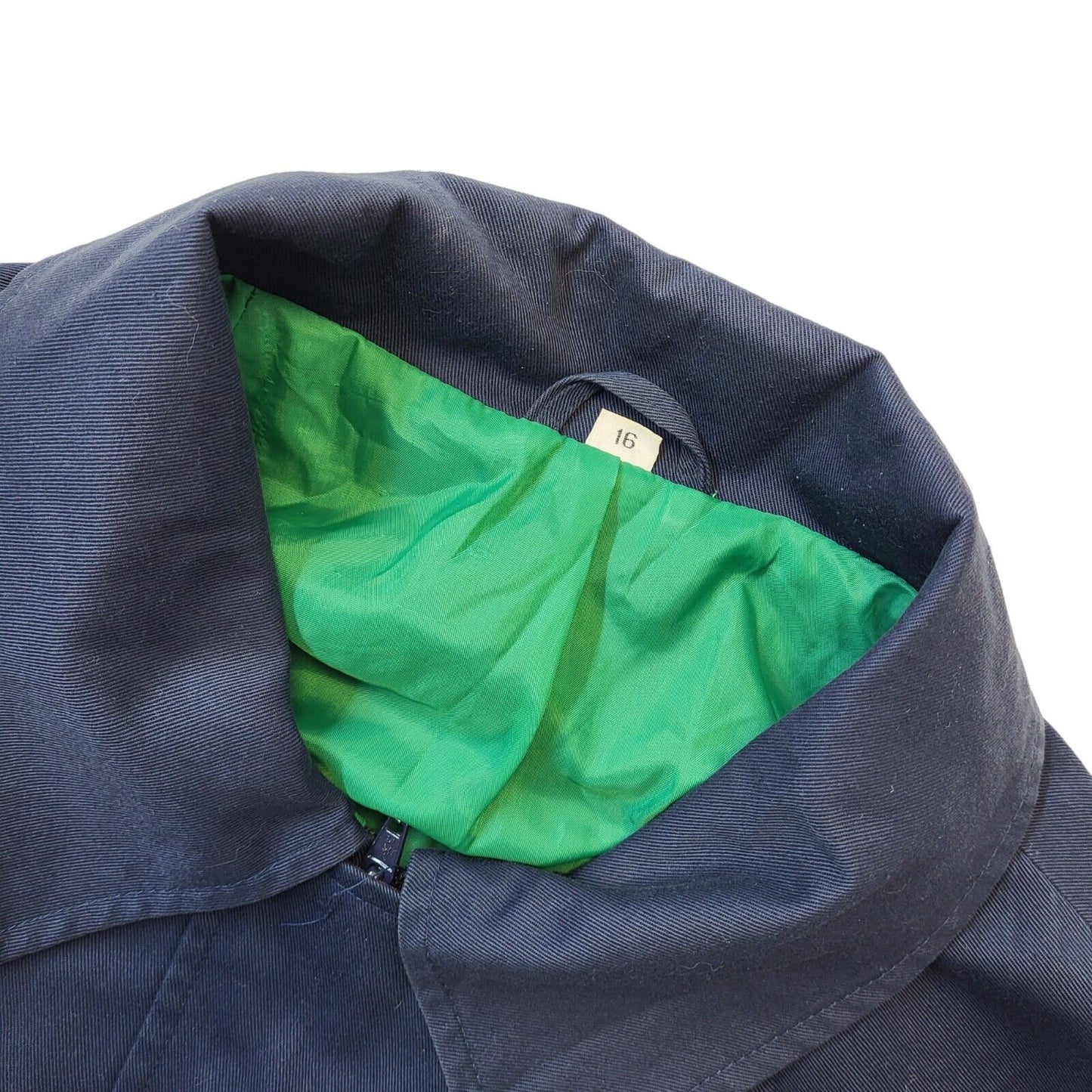 Evans Vintage 90s Navy Zip & Snap Fasten Longline Coat Uk Women's Size 16
