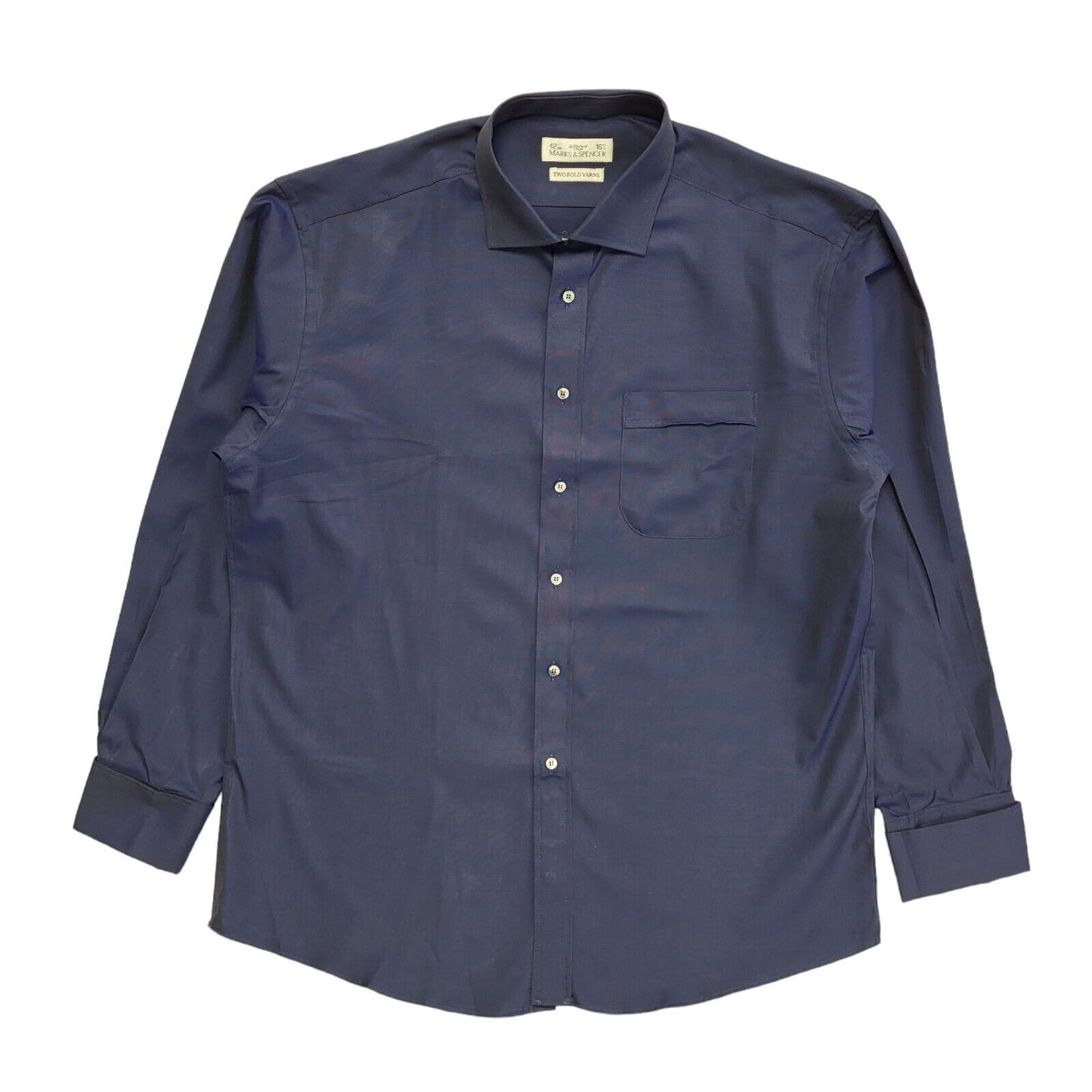 Marks & Spencer Vintage Y2K Dark Blue Long Sleeve Shirt Uk Men's Size XL