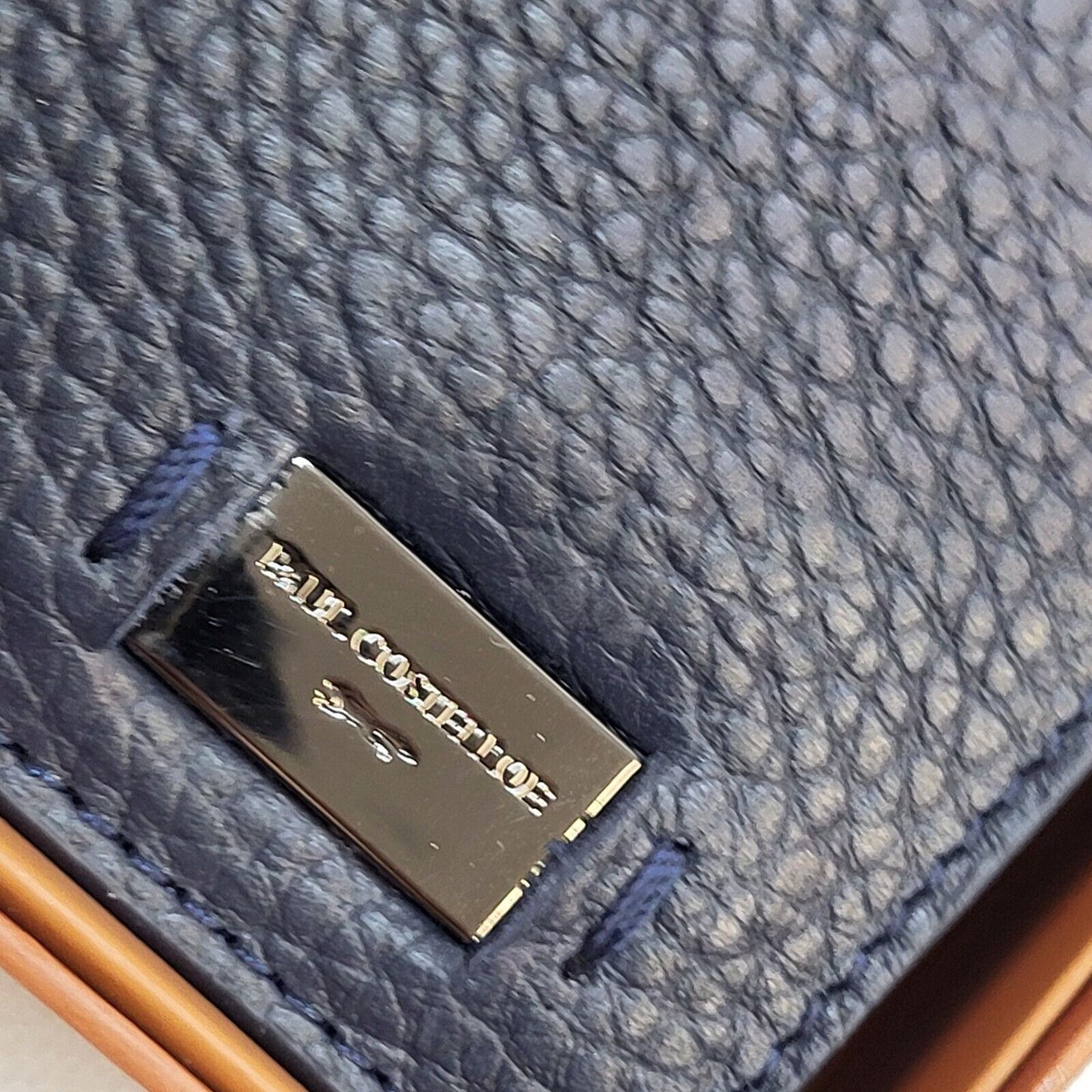 Paul Costelloe Navy Blue Leather Wallet Uk Men's Size 4.5" x 4"