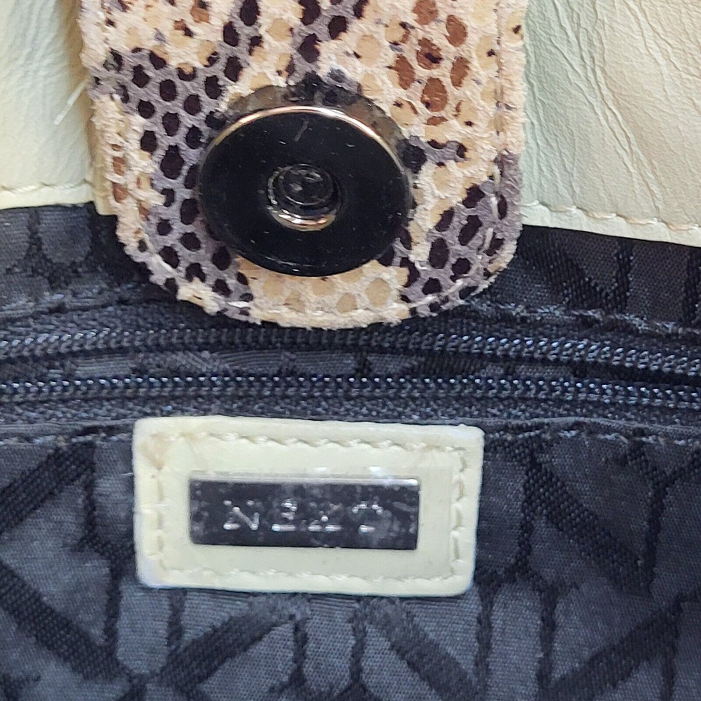 Next Brown Animal Print Leather Clasp Shoulder Bag Uk Women's Size 6" x 10"