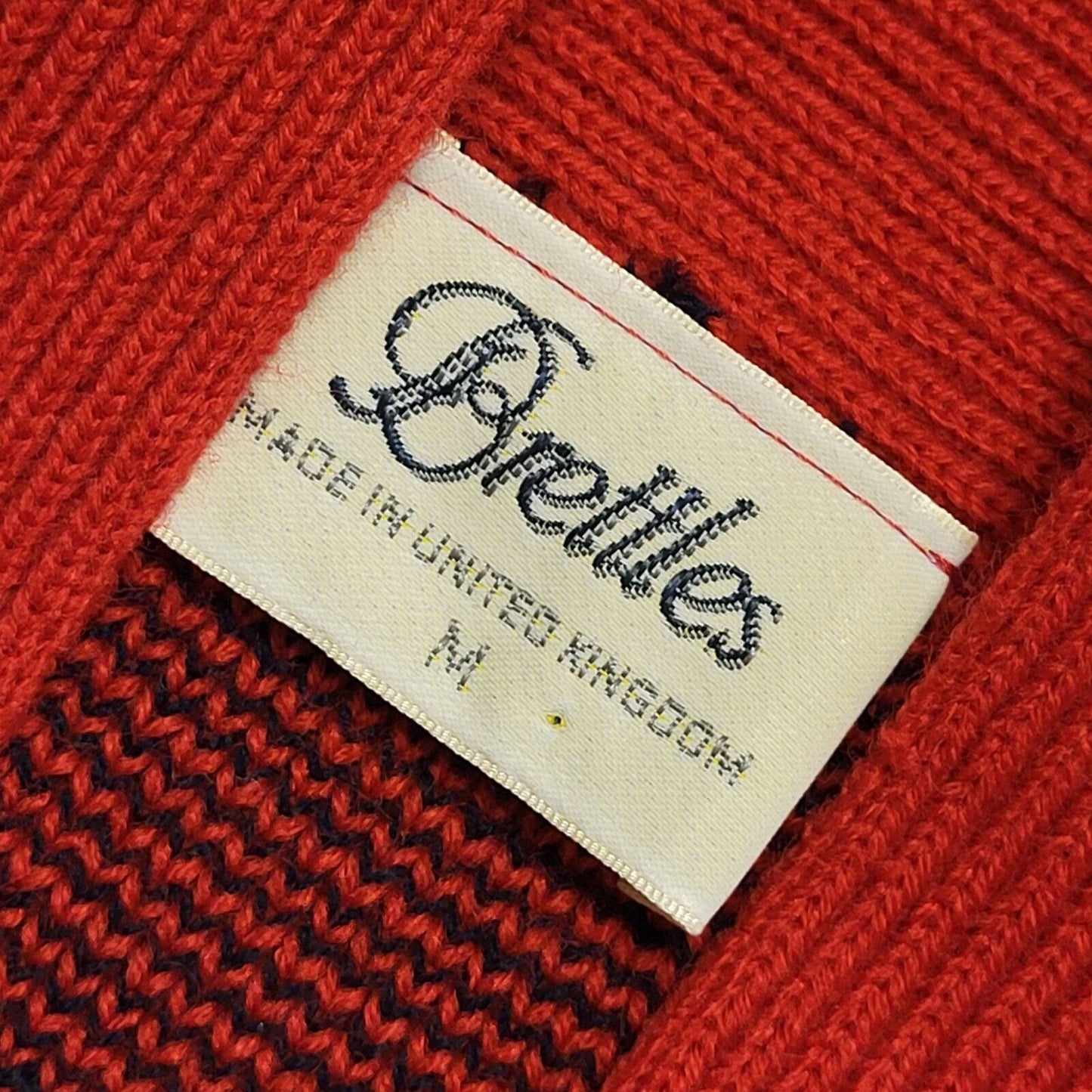 Brettles 90s Vintage Red & Black Open Front Cardigan Uk Women's Size M