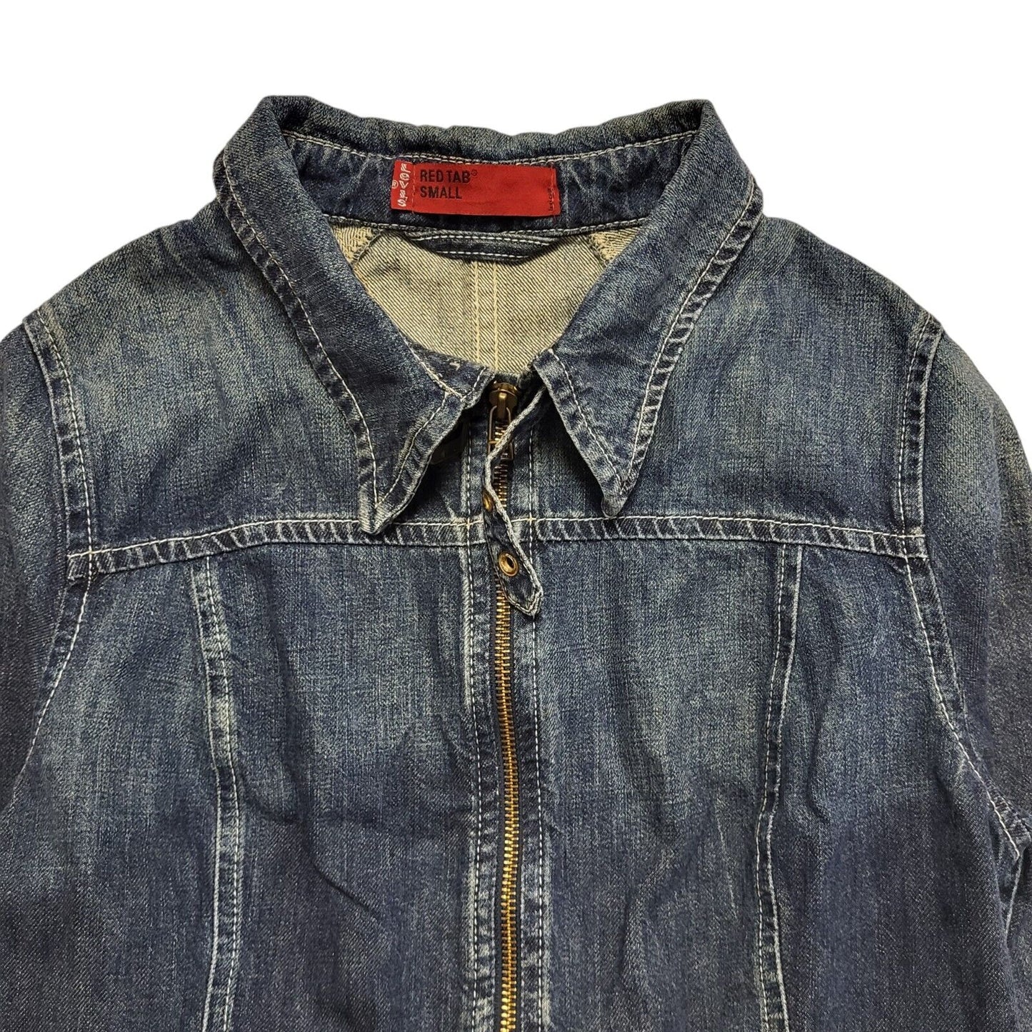 Levi's Red Tab Vintage 90's Blue Denim Zipped Jacket Uk Women's Size Small