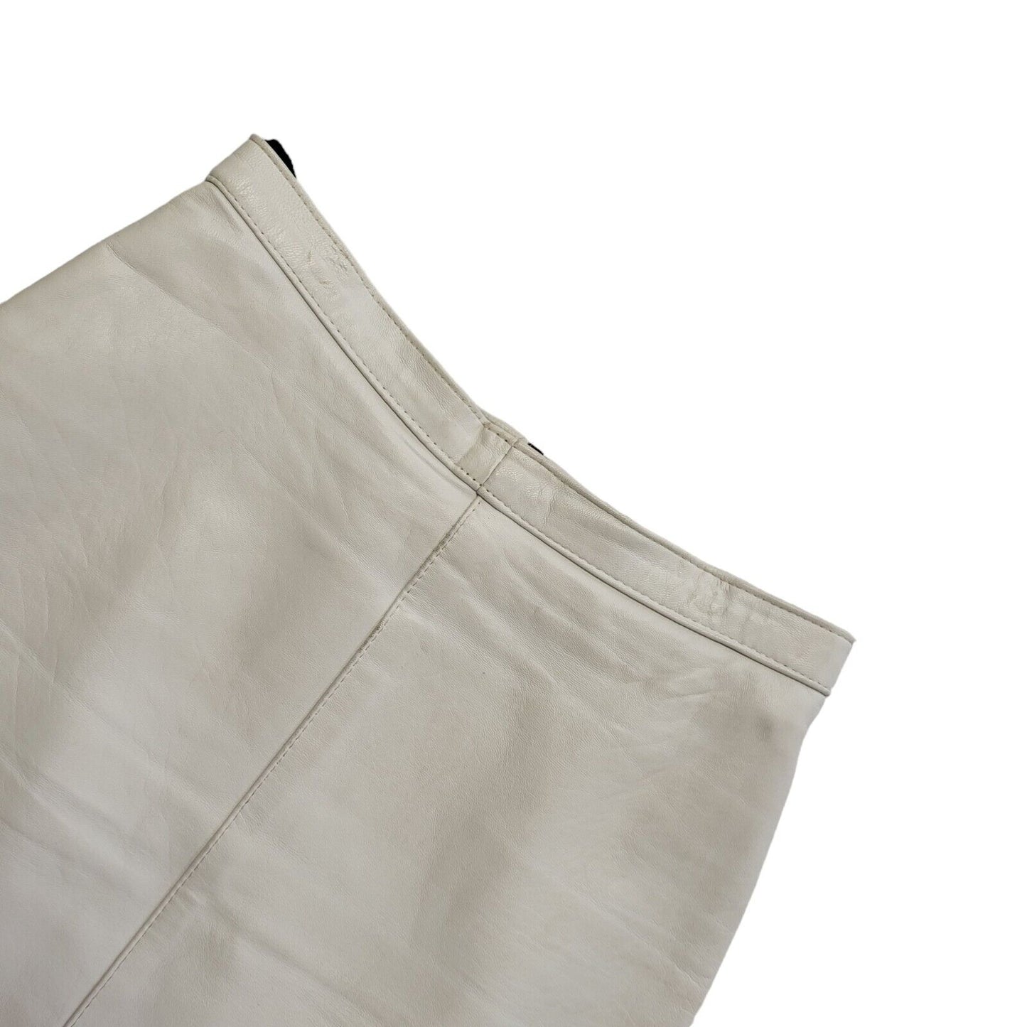 Vintage 90's White Leather Knee Length Skirt Womens UK Size 8 W24