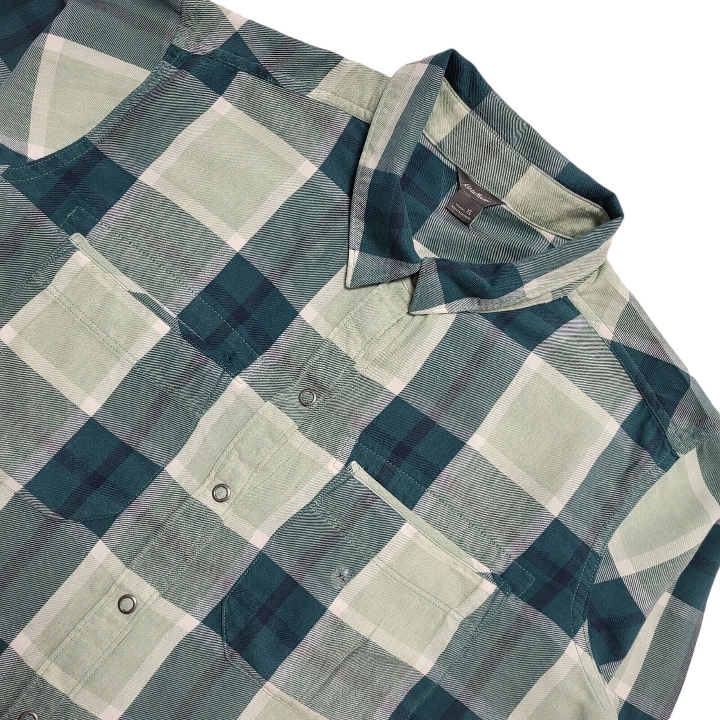 Eddie Bauer 90s Vintage Green Check Fremont Flannel Shirt Women's Size XL