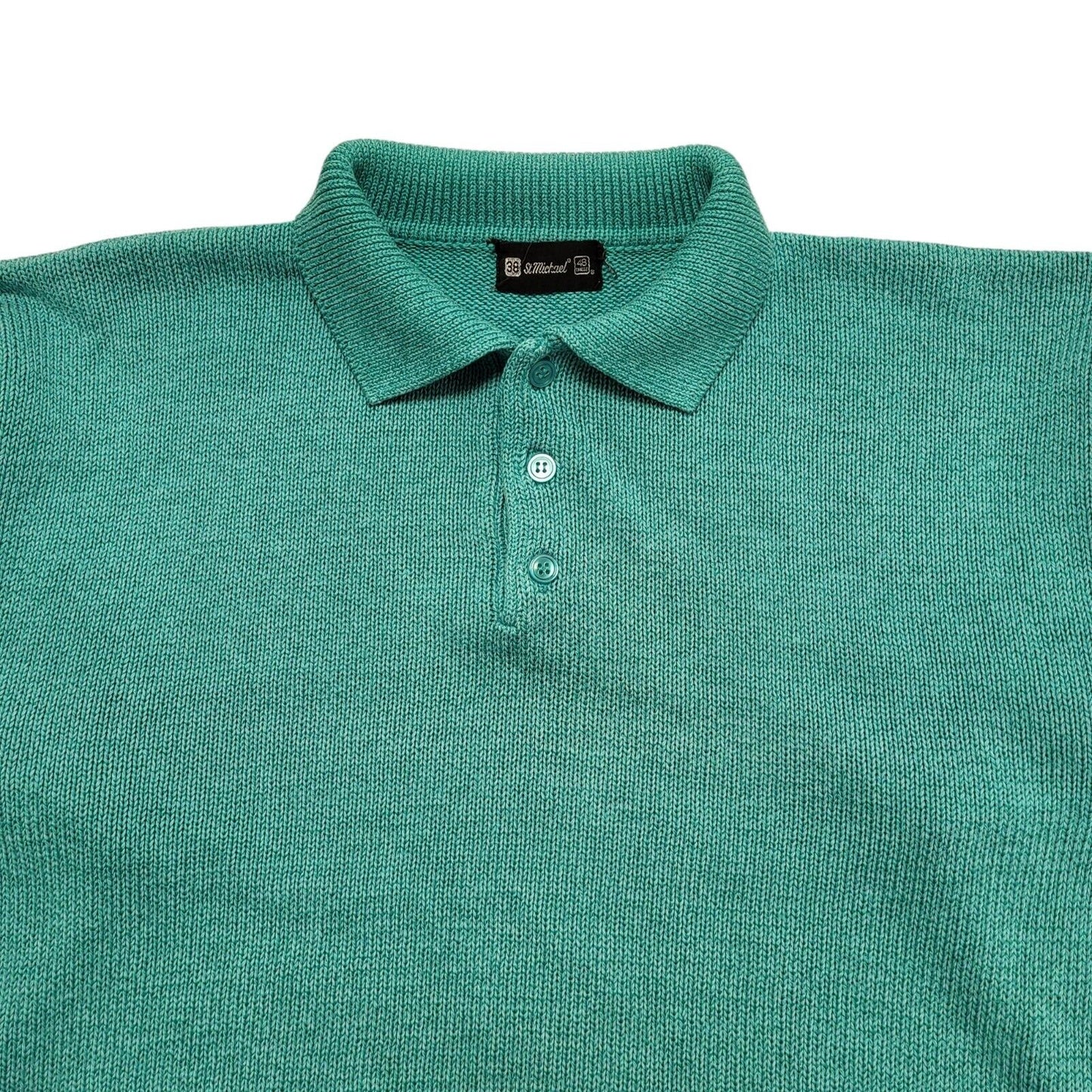 St Michael 80's Teal Collared Knit Jumper UK Women's Size 10