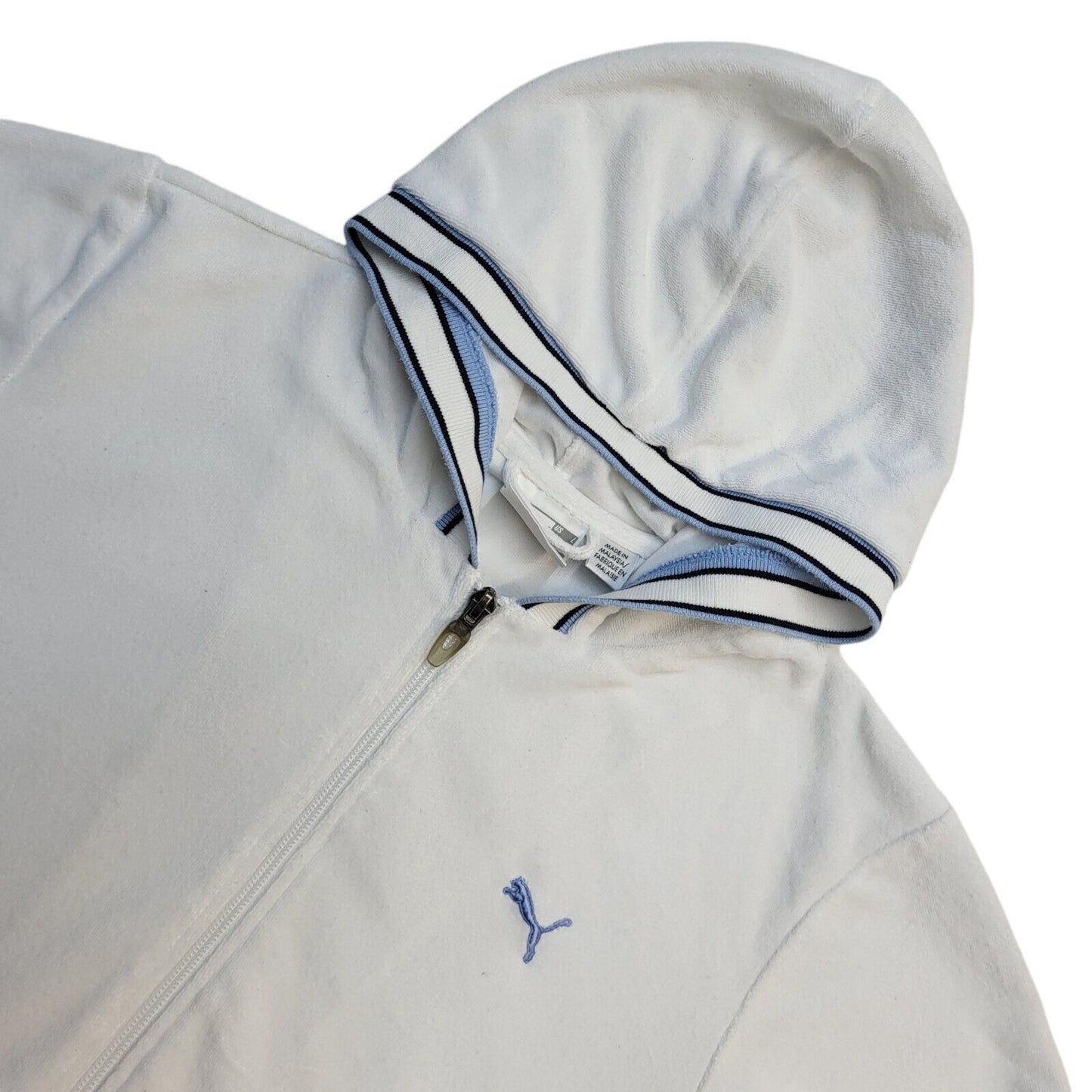 Puma Y2K White Full Zip Short Sleeve Sweatshirt Hoodie UK Women's Size 14