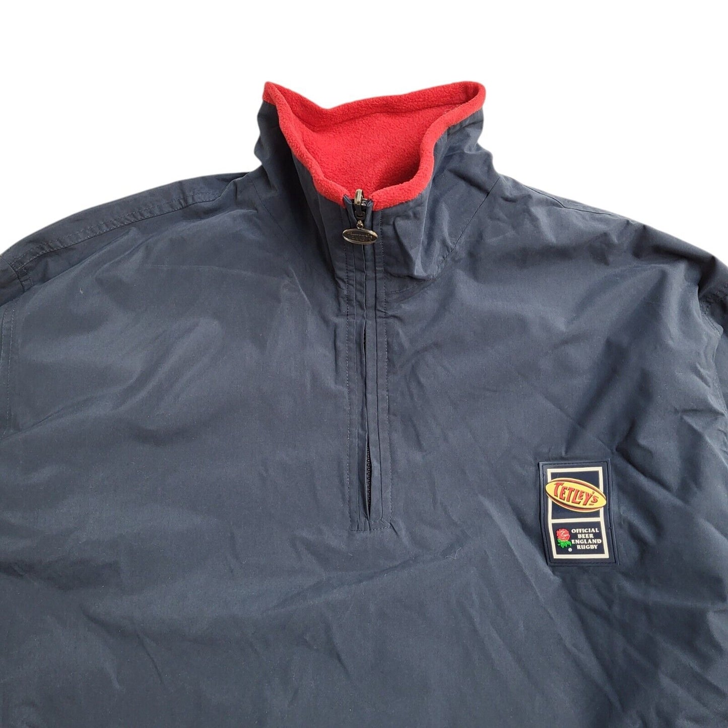 Tetley's 90s Vintage Navy Blue Red High Neck Jacket Uk Men's Size XL