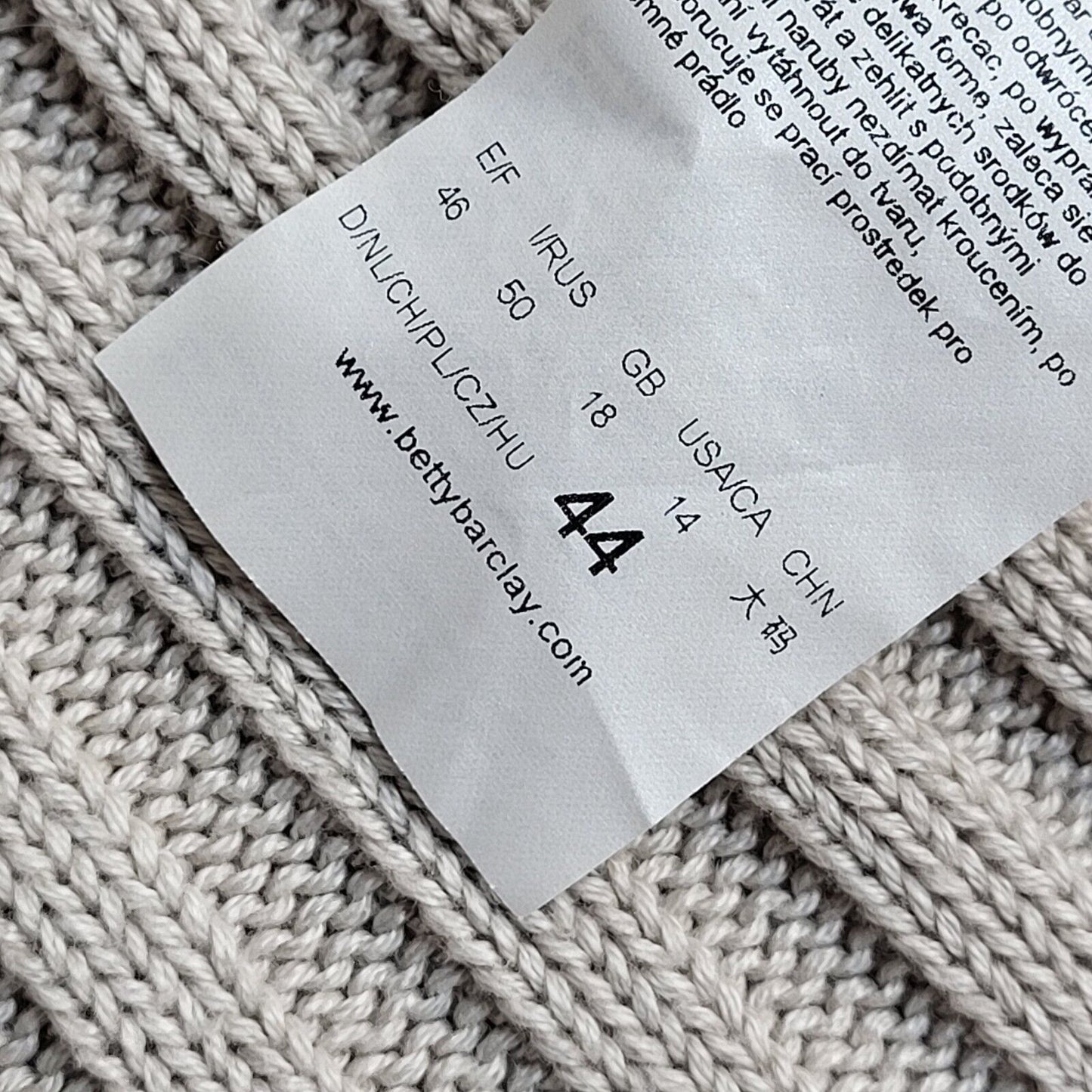 Betty Barclay Vintage 90's Beige Open Knitted Cardigan UK Women's Size 14