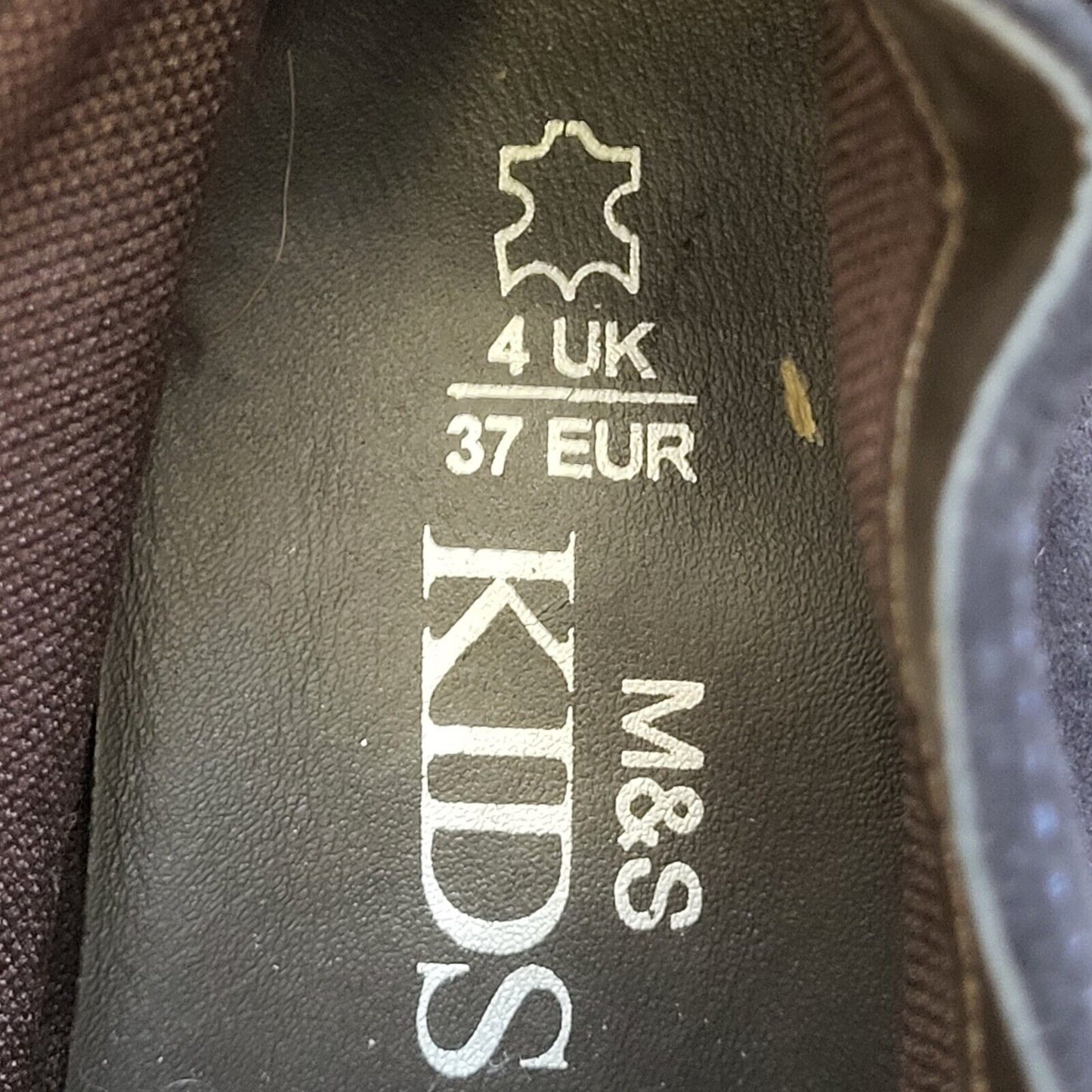M&S Navy Blue Suede Leather Lace-Up Lined Boots Uk Kid's Size 4