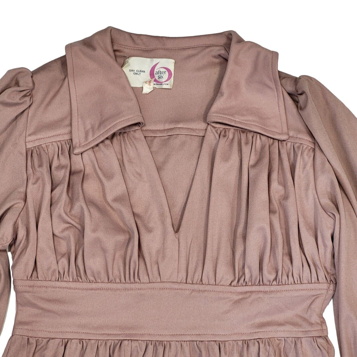 After Six 70s Vintage Dusty Pink Long Sleeve Maxi Dress Women's Size 12