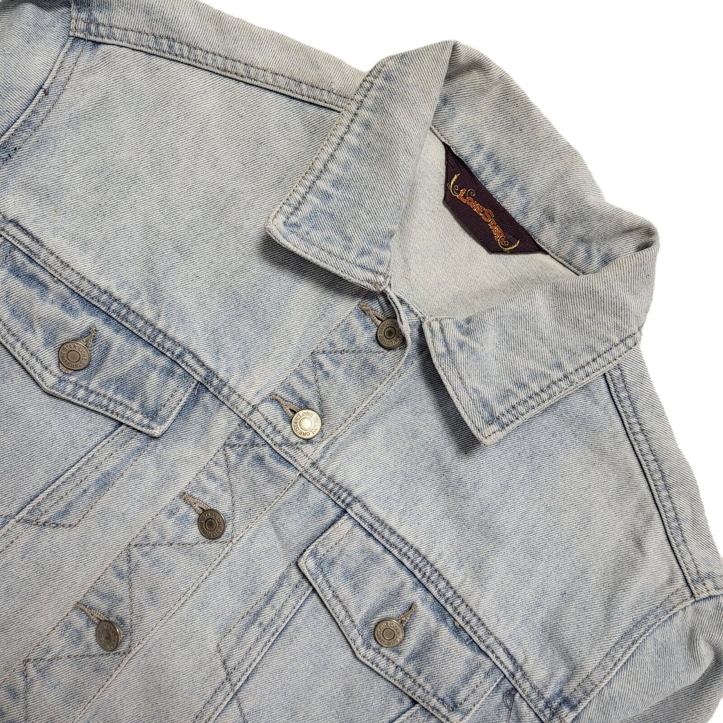 Lone Star Light Blue 90s Vintage Button Denim Jacket Uk Women's Size 14