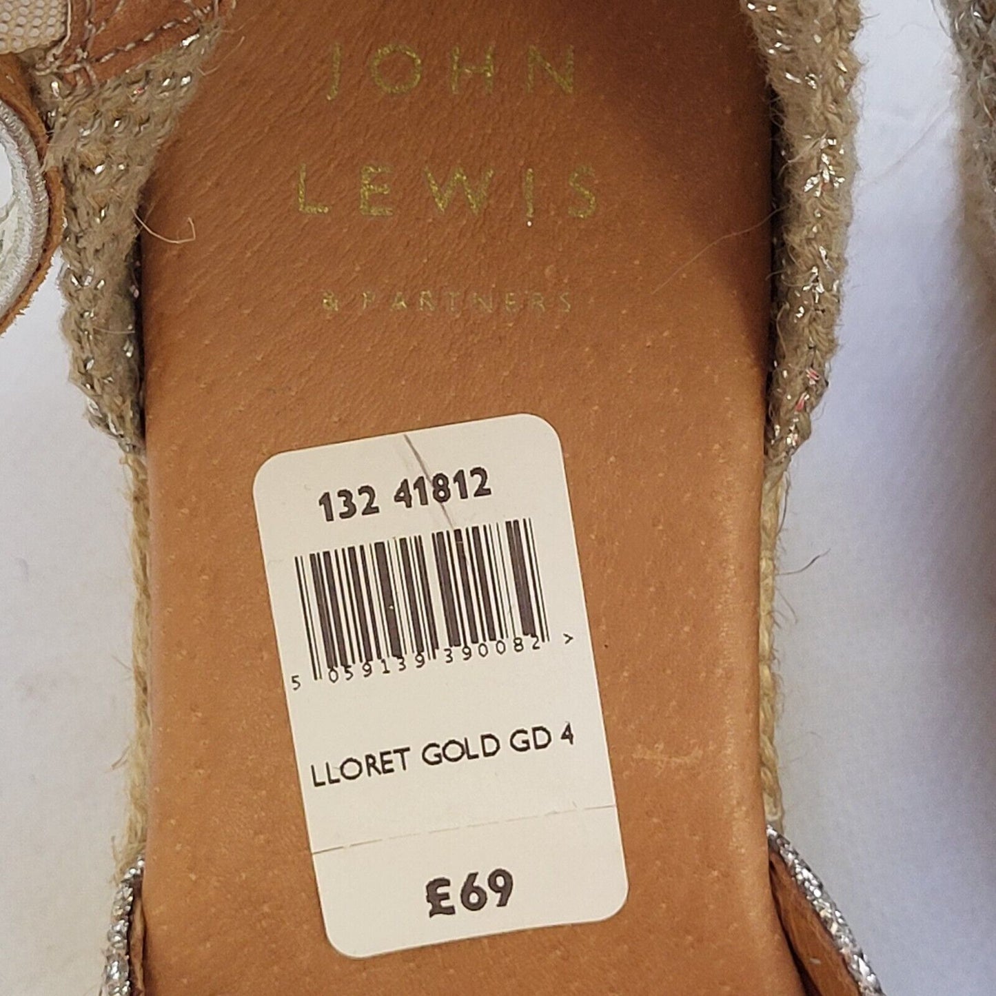 John Lewis Gold Vintage Buckle Wedge Shoes Uk Women's Size 4.5