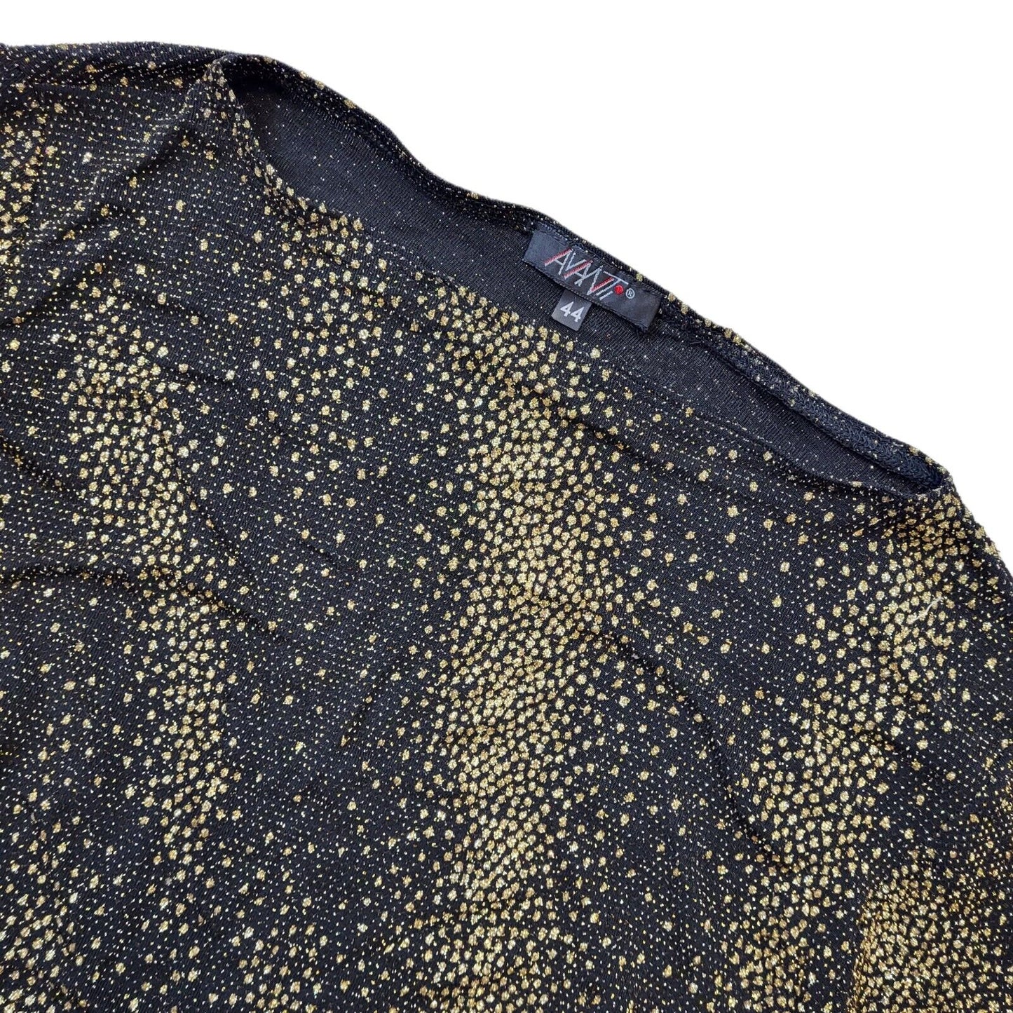 Avanti Y2K Black & Gold Flared Sleeve Party Blouse Women's Size 16