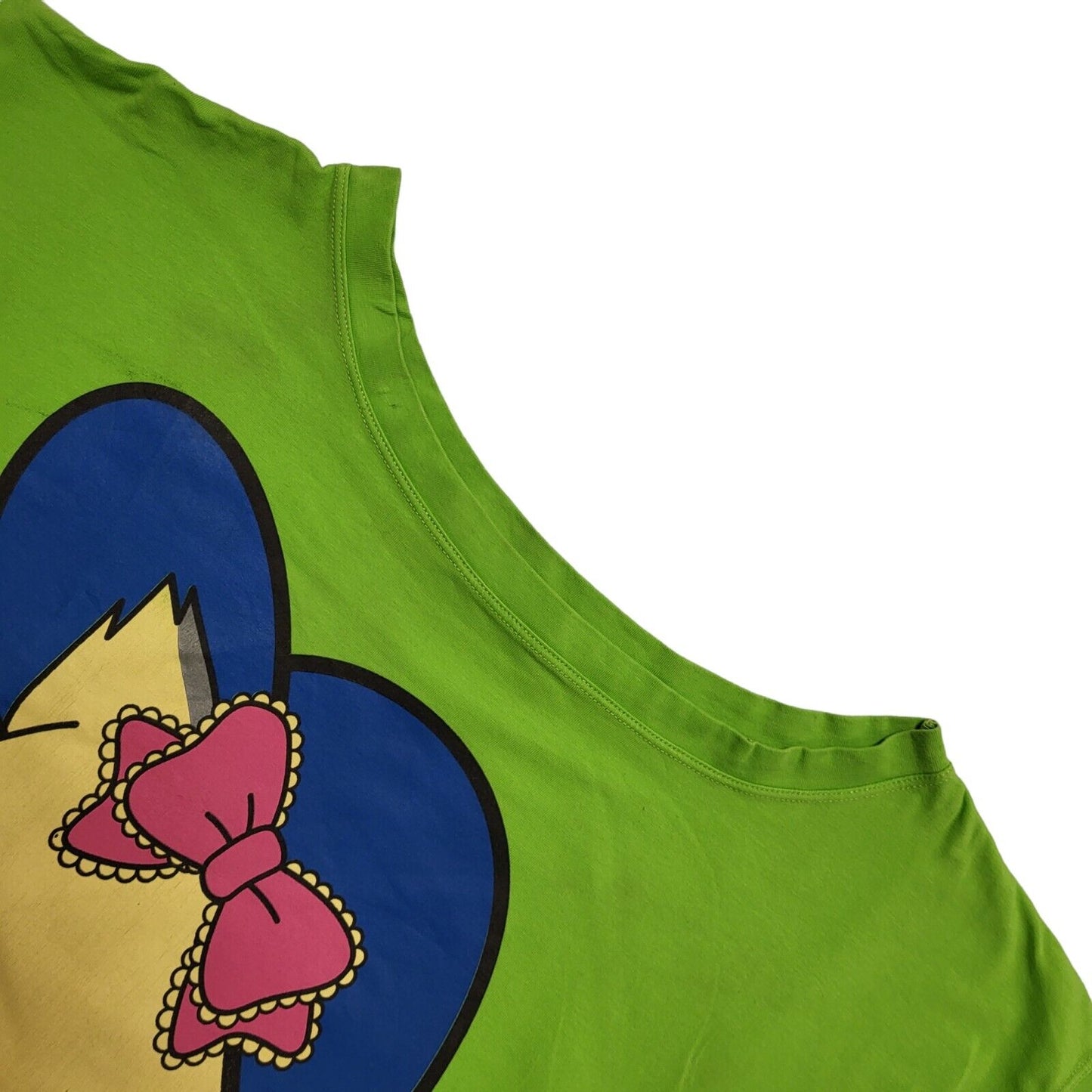 BBK Vintage 80's Green Cat Print Short Sleeve T-Shirt Womens UK 14