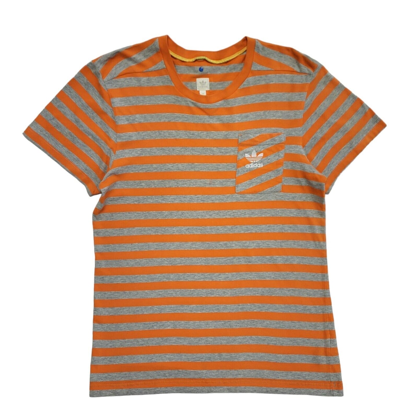 Adidas Orange & Grey Striped Vintage 90s T-Shirt Uk Men's Medium