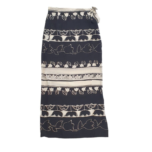 Mark Aurel Vintage 90's Black & White Floral Wrap Skirt Womens UK 10-12 W29