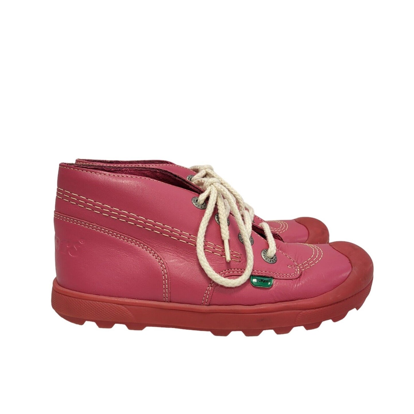 Kickers Pink Lace-Up Leather Ankle Boots / Shoes Uk Girls  Size  2