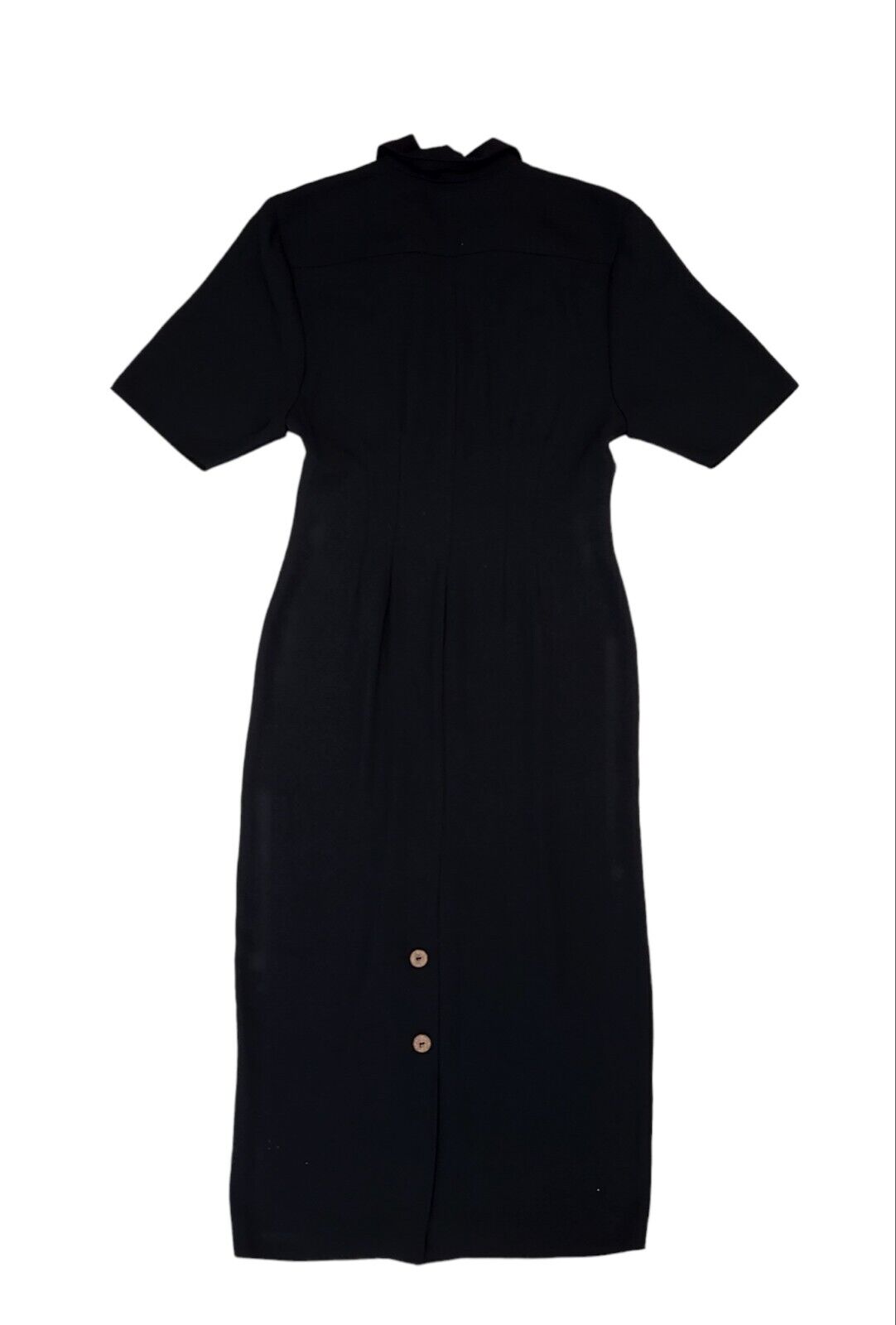90s Vintage Wallis Black Buttoned Collared Daywear Dress Women's Size 10