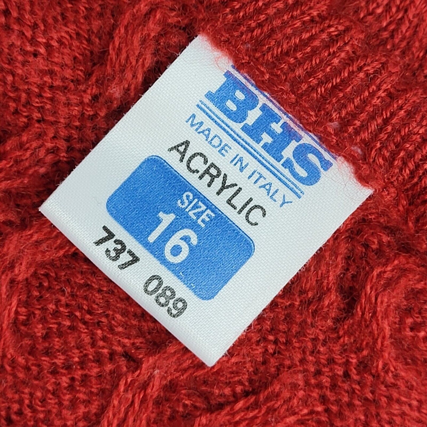 BHS Red Round Neck Vintage 90's Jumper UK Women's Size 16