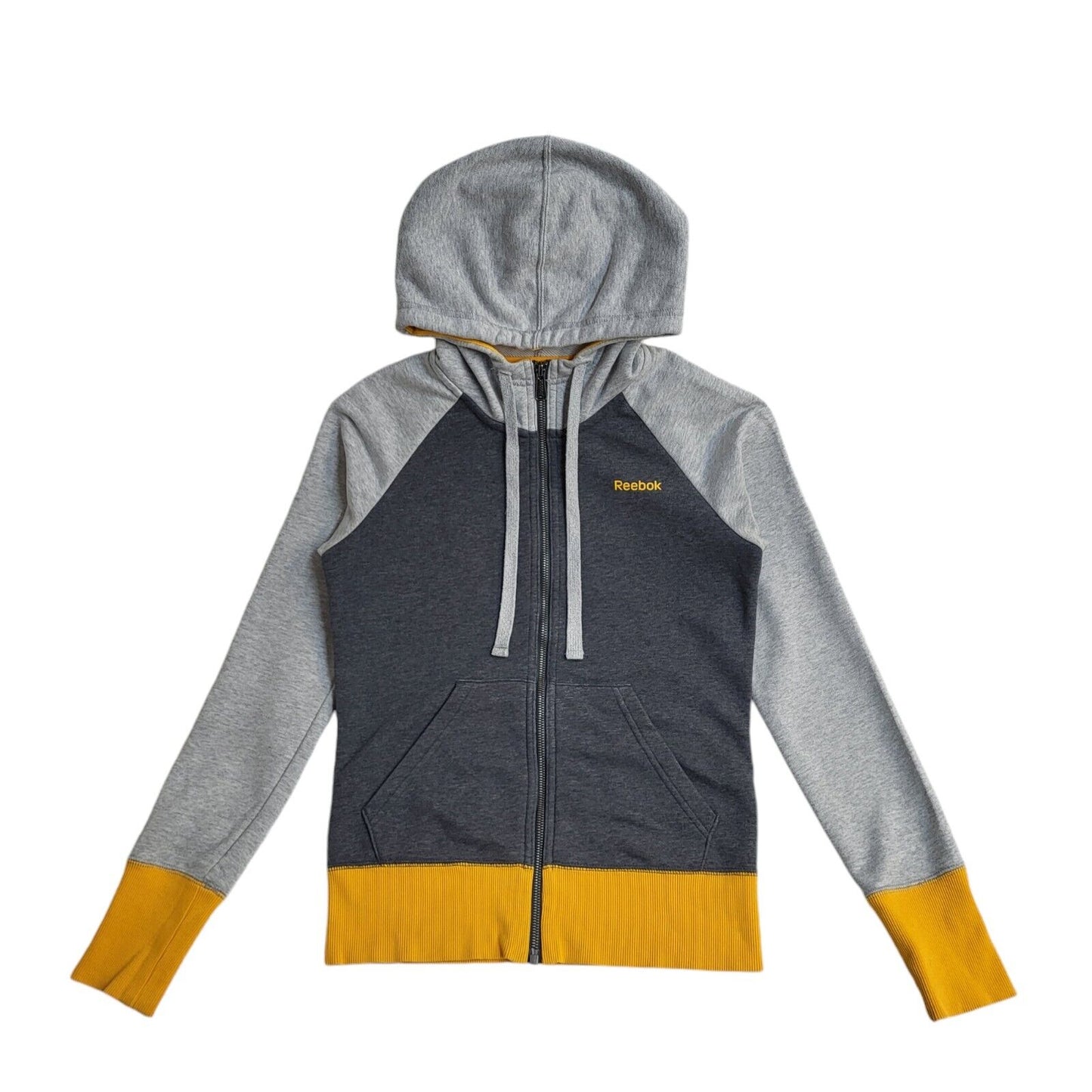 Reebok Grey Orange Zipped Sweatshirt Hoodie UK Women's Size XS
