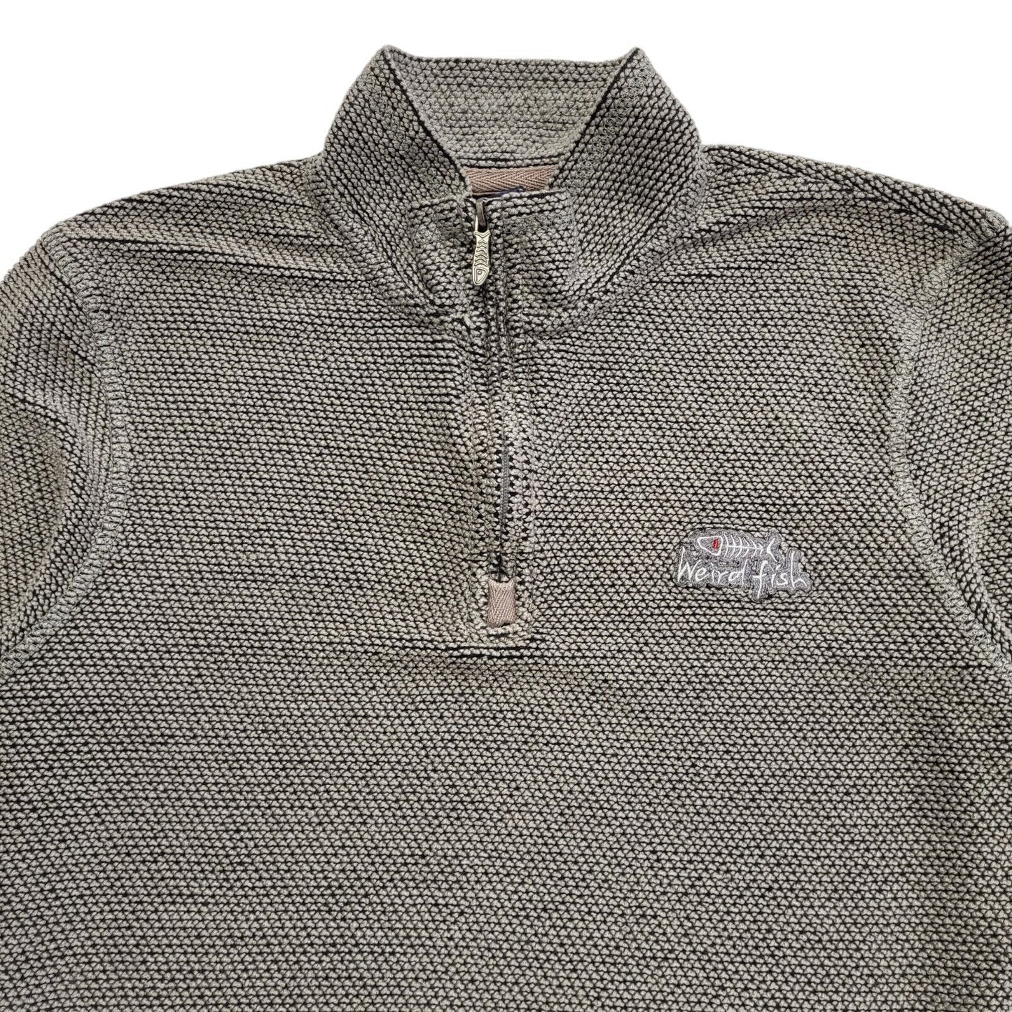 Weird Fish Grey Y2k 1/4 Zip Jumper Uk Men's Size XL