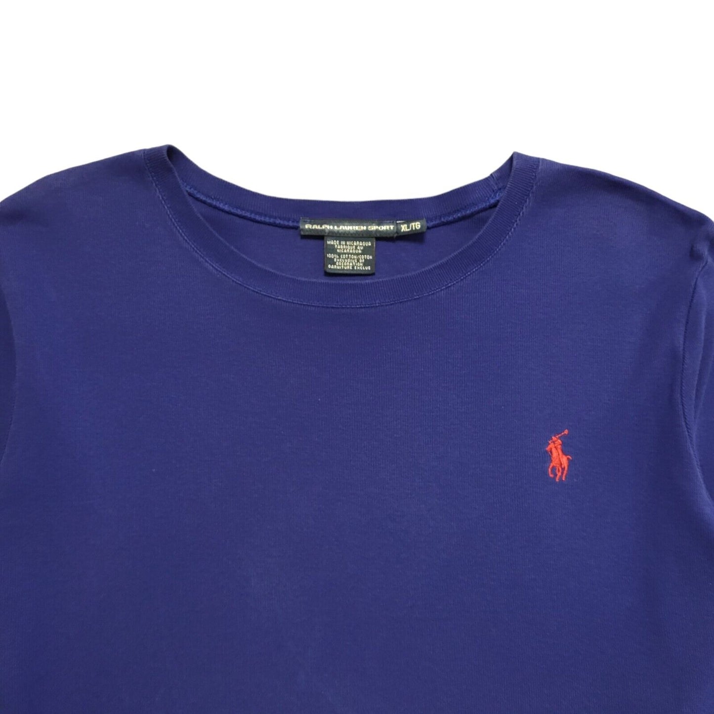 Ralph Lauren Sport Vintage Y2K Blue Long Sleeve T-Shirts Womens XL