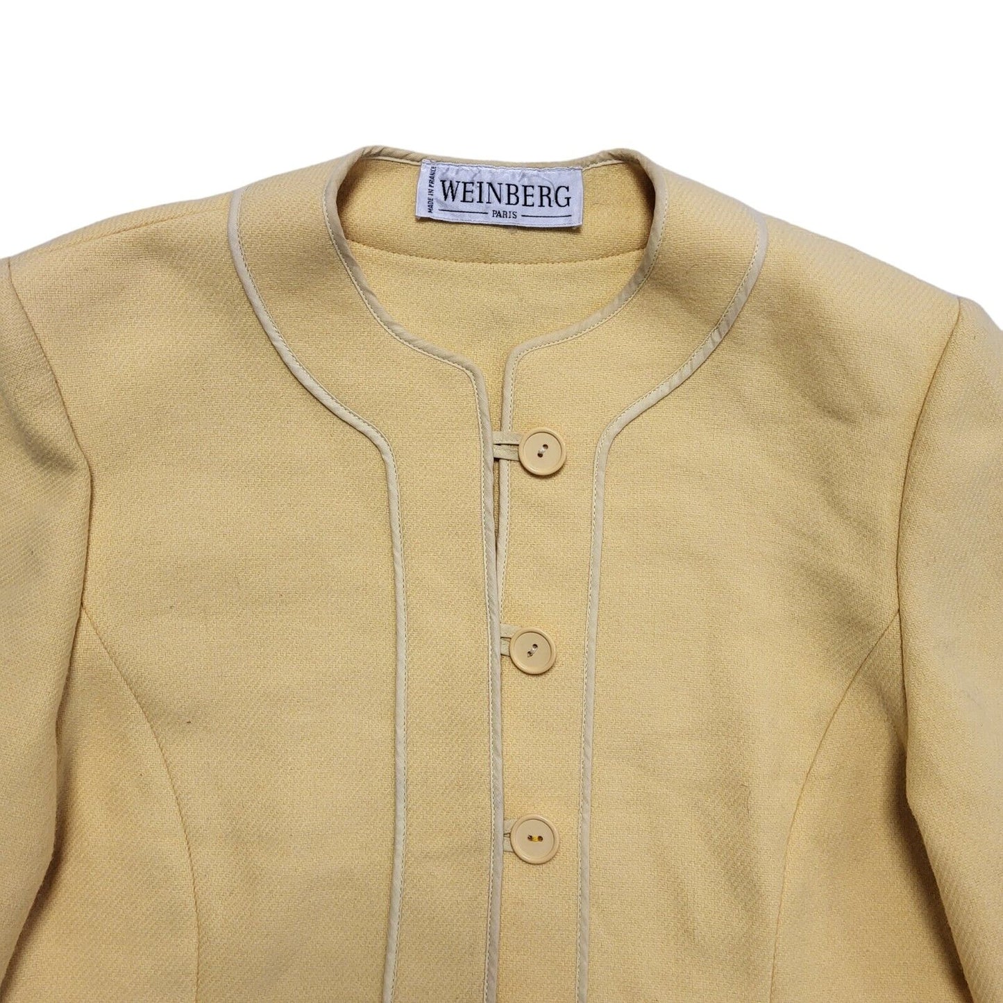 Weinberg Yellow 80s Vintage Button Dress Jacket Uk Women's Size 12