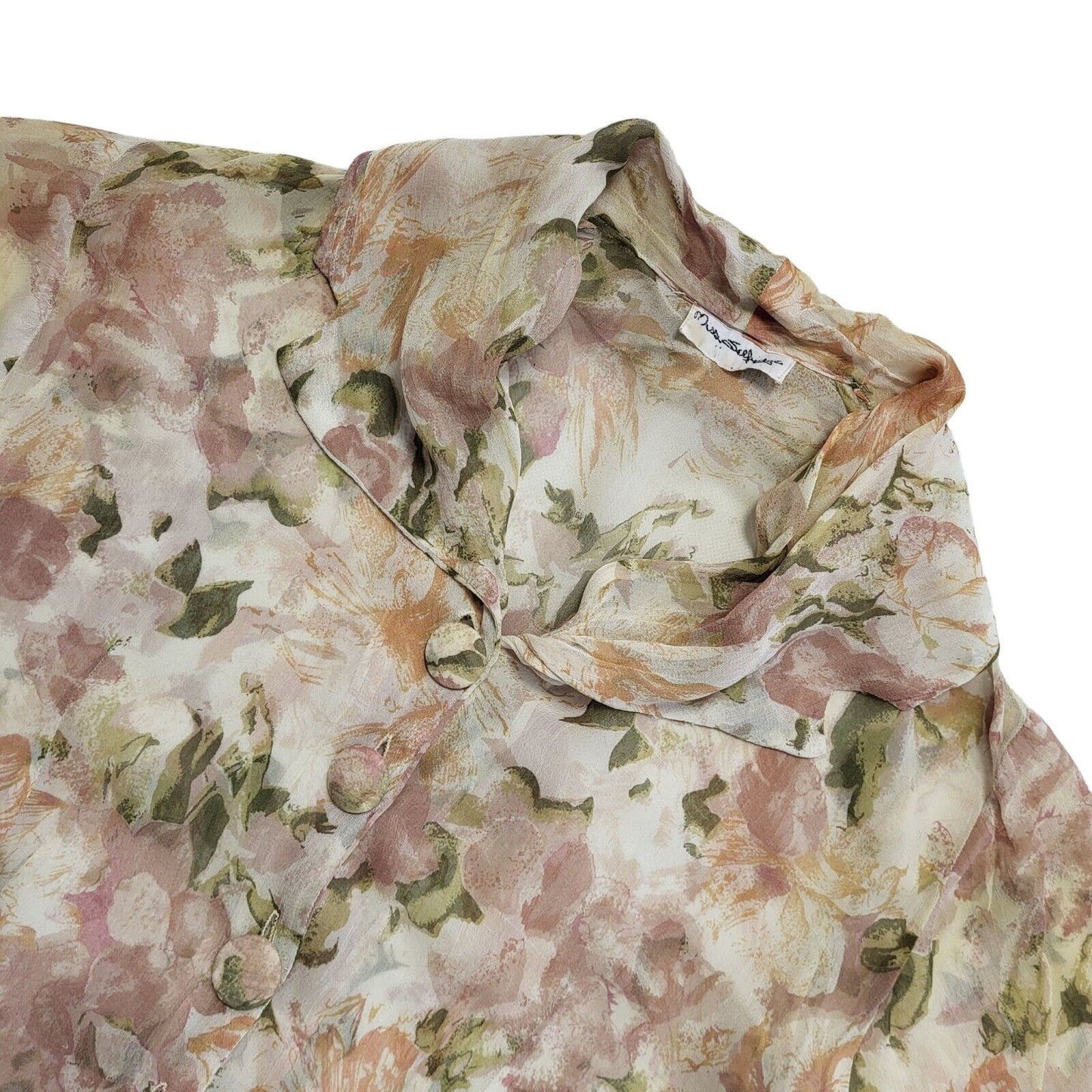 Miss Selfridge Vintage 80s Floral Brown Shirt blouse Women's Uk 12