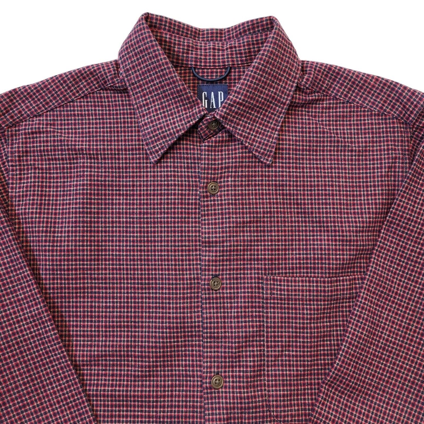 Gap 90s Vintage Red & Blue Checked Oversized Long Sleeve Shirt Men's Size Small