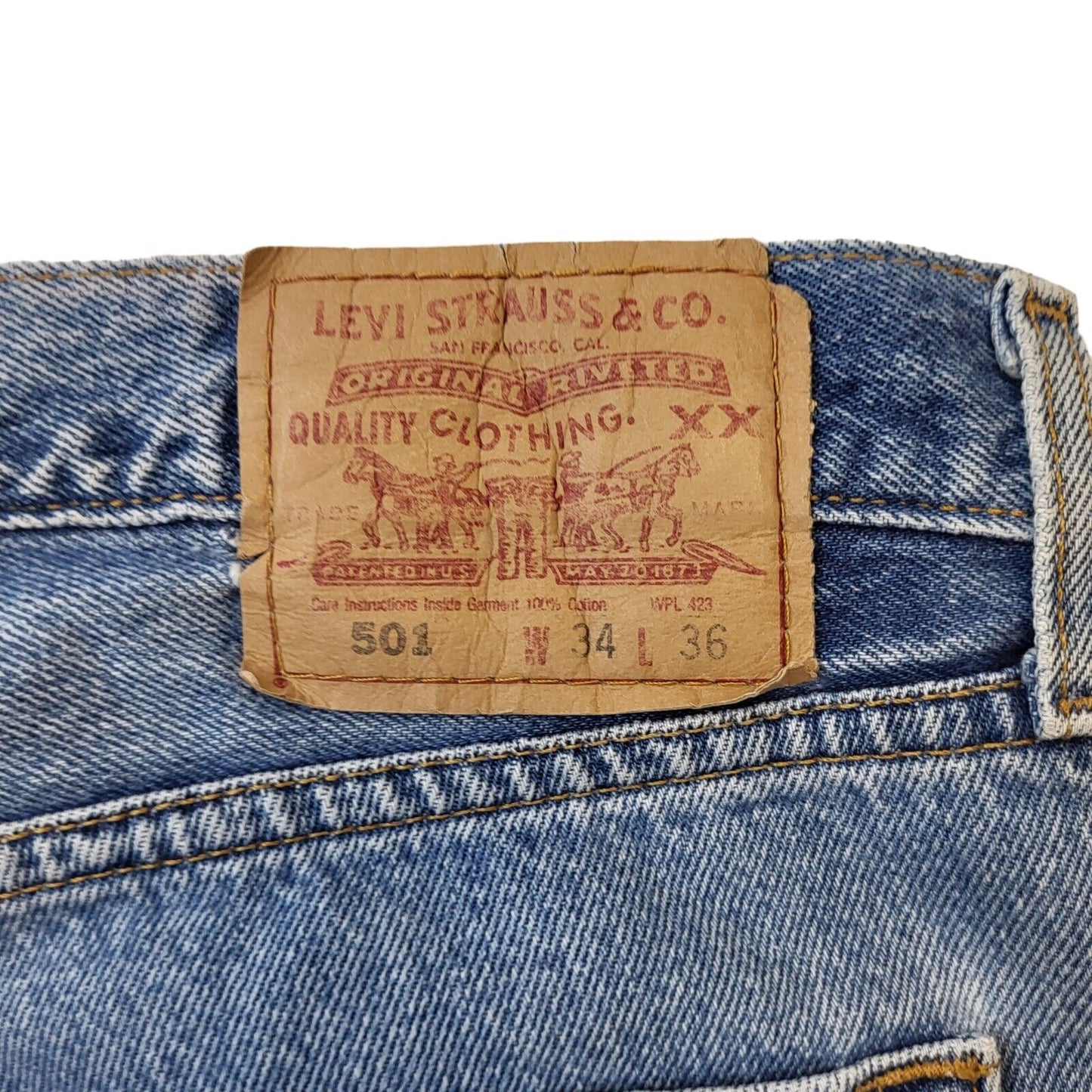 Levi's 501 Vintage 90s Light Blue Wide Leg Denim Jeans Men's Size L W34 L28