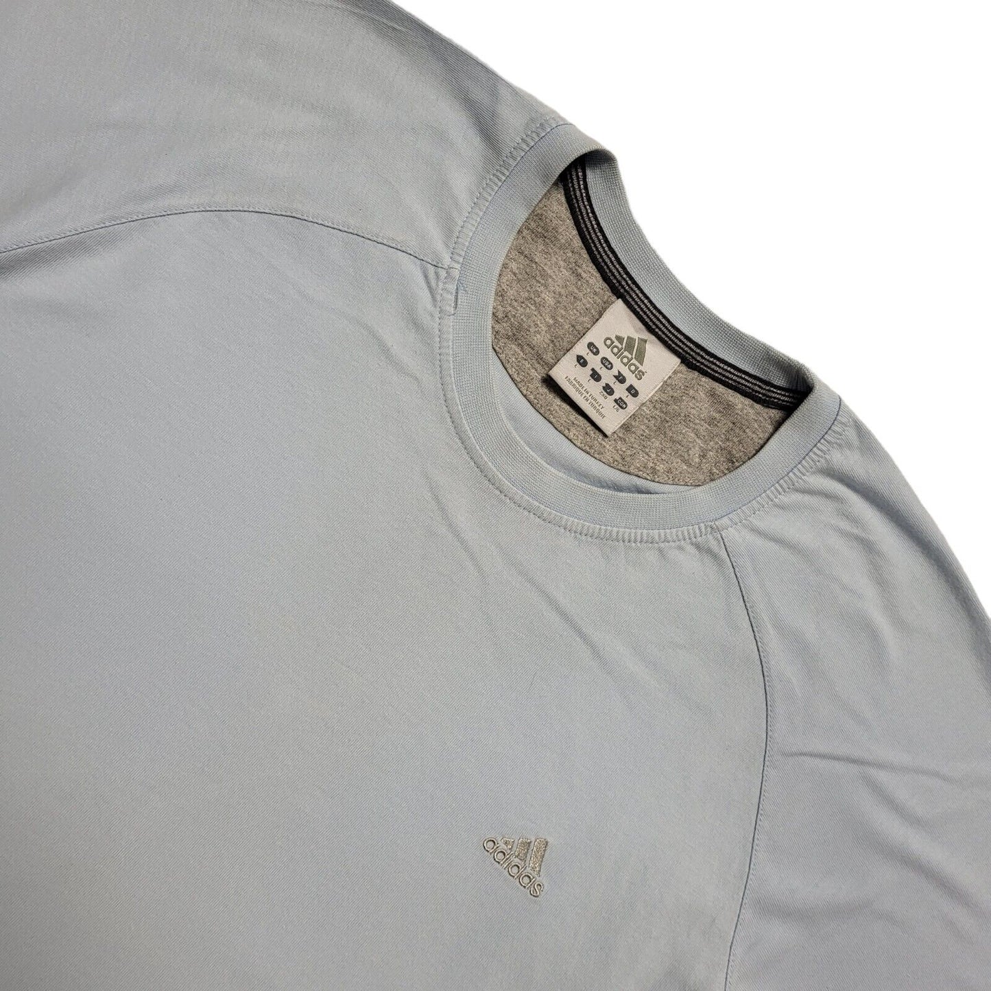 Y2K Vintage Adidas Blue Round Neck T-Shirt Uk Men's Size Large
