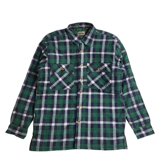 Heavy Duty Y2k Green Blue Check Long Sleeve Shirt/Jacket Uk Men's Size Large