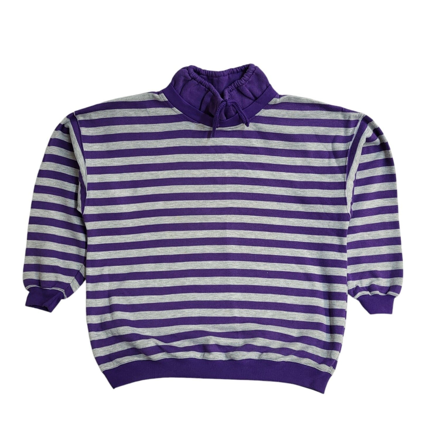 Rodeo Vintage 90's Purple & White Round Neck Striped Jumper UK Women's Size 14