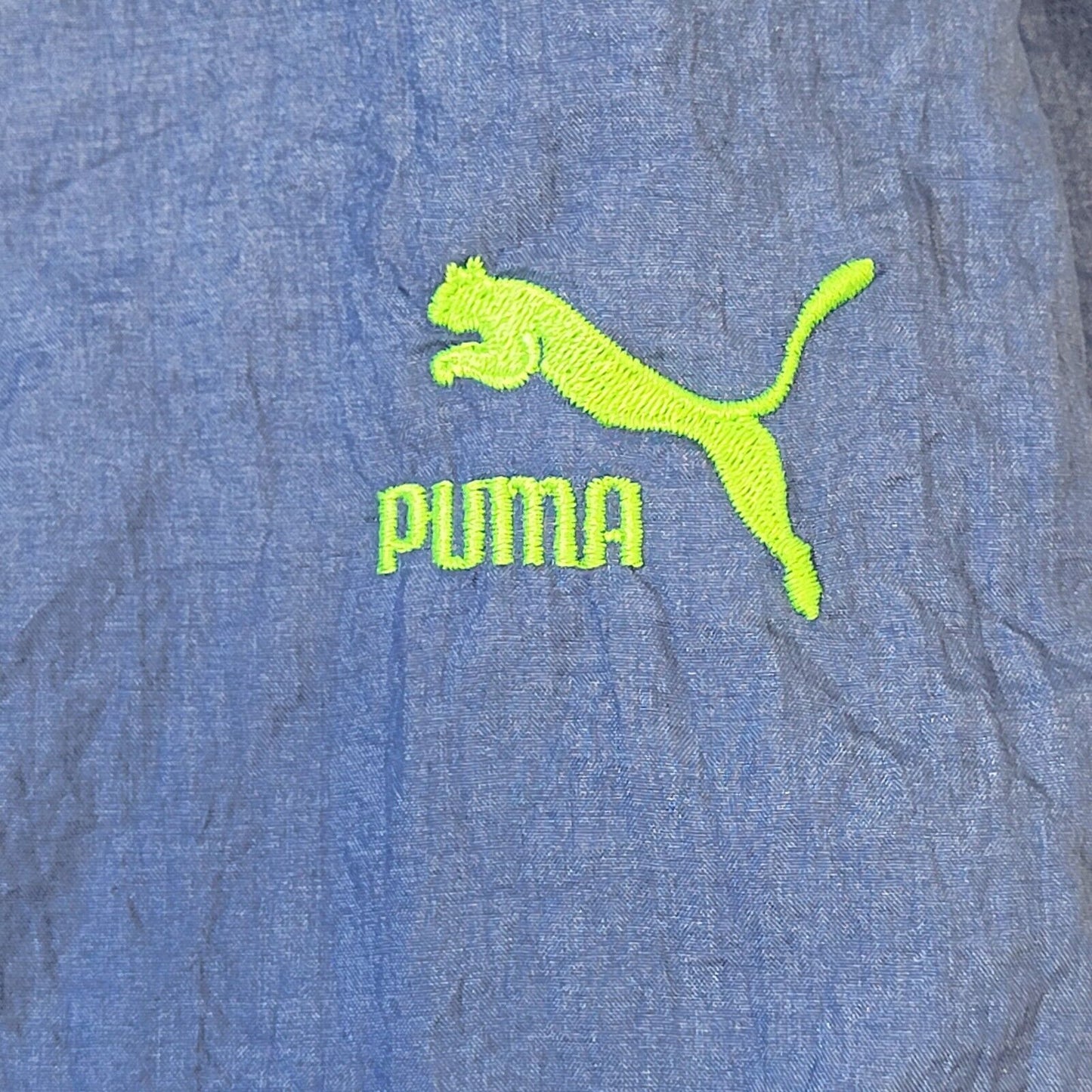 80s Vintage Puma Blue Tapered Shell Tracksuit Bottoms Men's Size M W32 L31