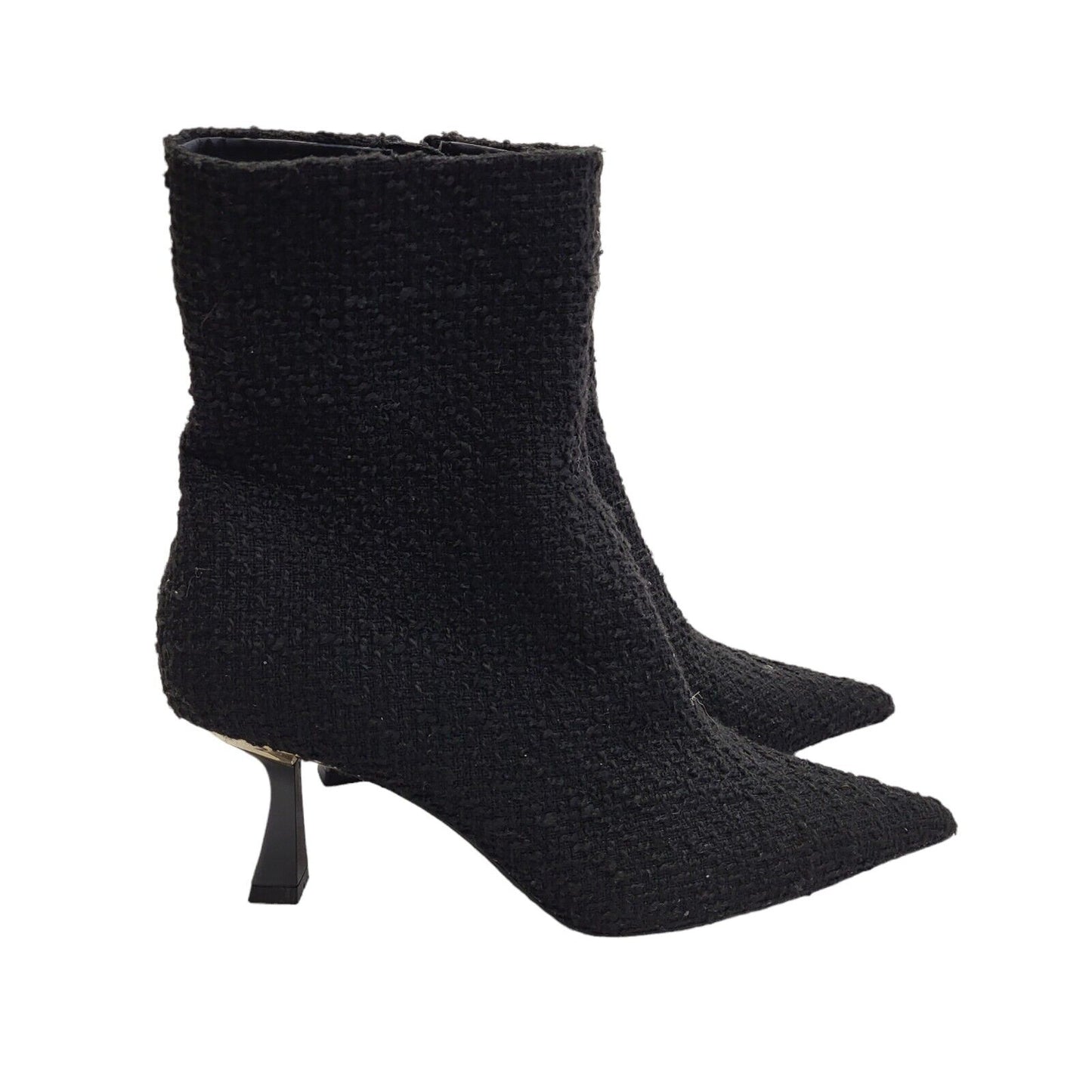 Zara Black Zip-Up Heels Ankle Boots Uk Women's Size 8 Bnwob