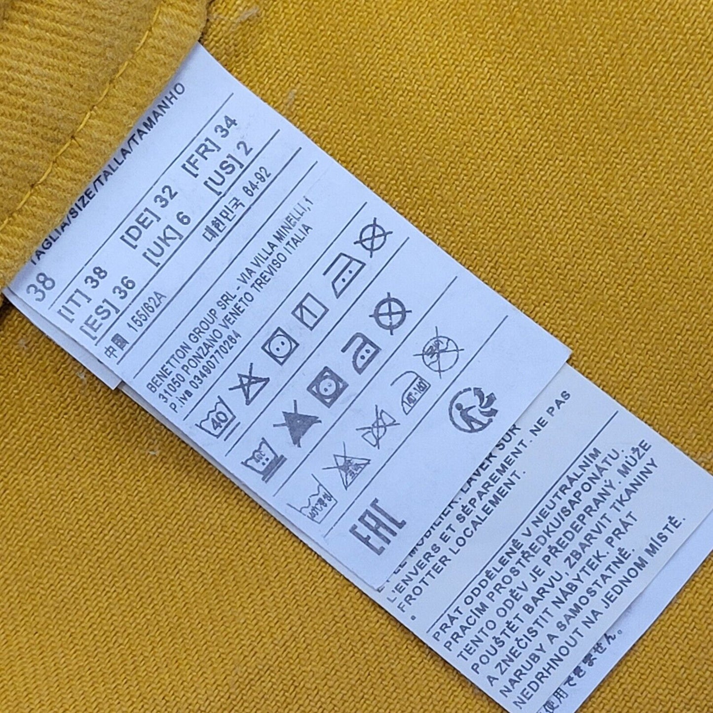 United Colors Of Benetton 80's Yellow Wide Leg Jeans Womens UK 6 W24 L33