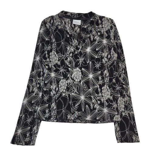 Next Vintage Y2K Black & White Floral Long Sleeve Women's UK 10