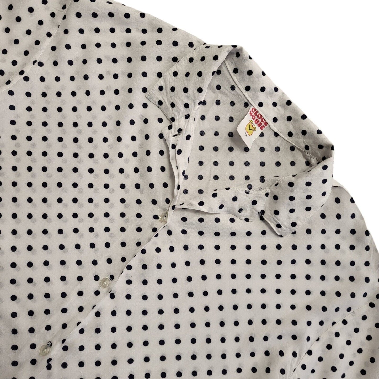 Clock House Vintage 90's White & Blue Polka Dot Womens Shirt UK Size 12