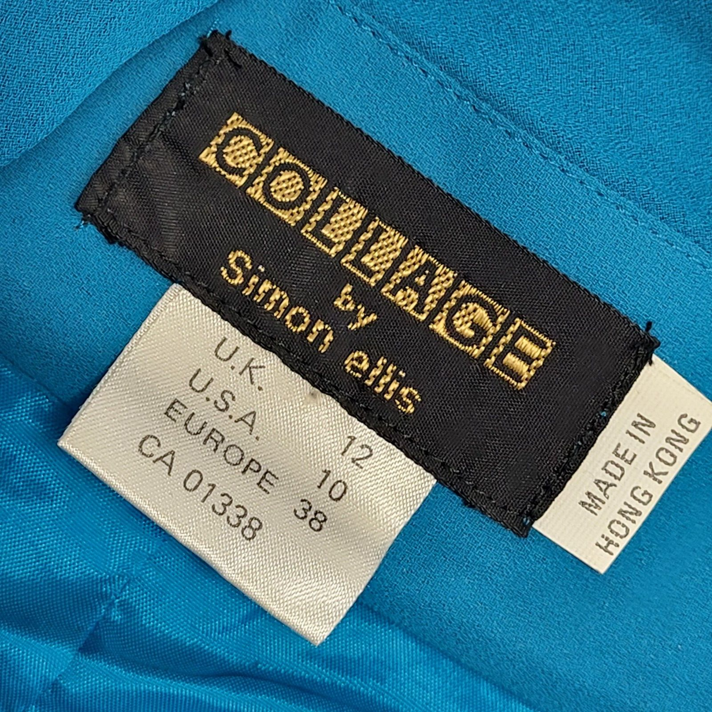 Collage Vintage 80's Blue A-Line Pencil Skirt Uk Women's Size 12