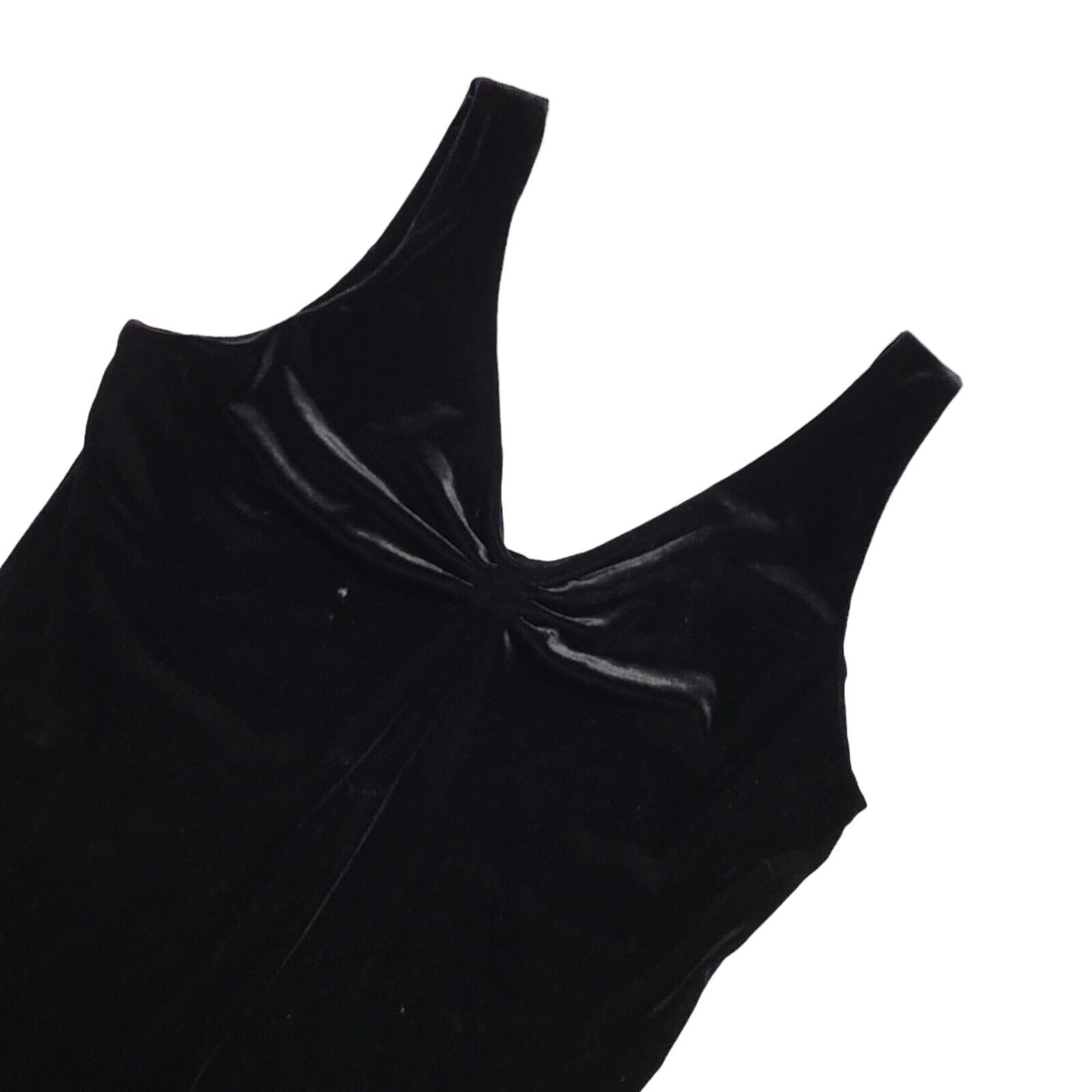 Vintage 90s Black Sleeveless Velvet Dress Uk Women's Size 10