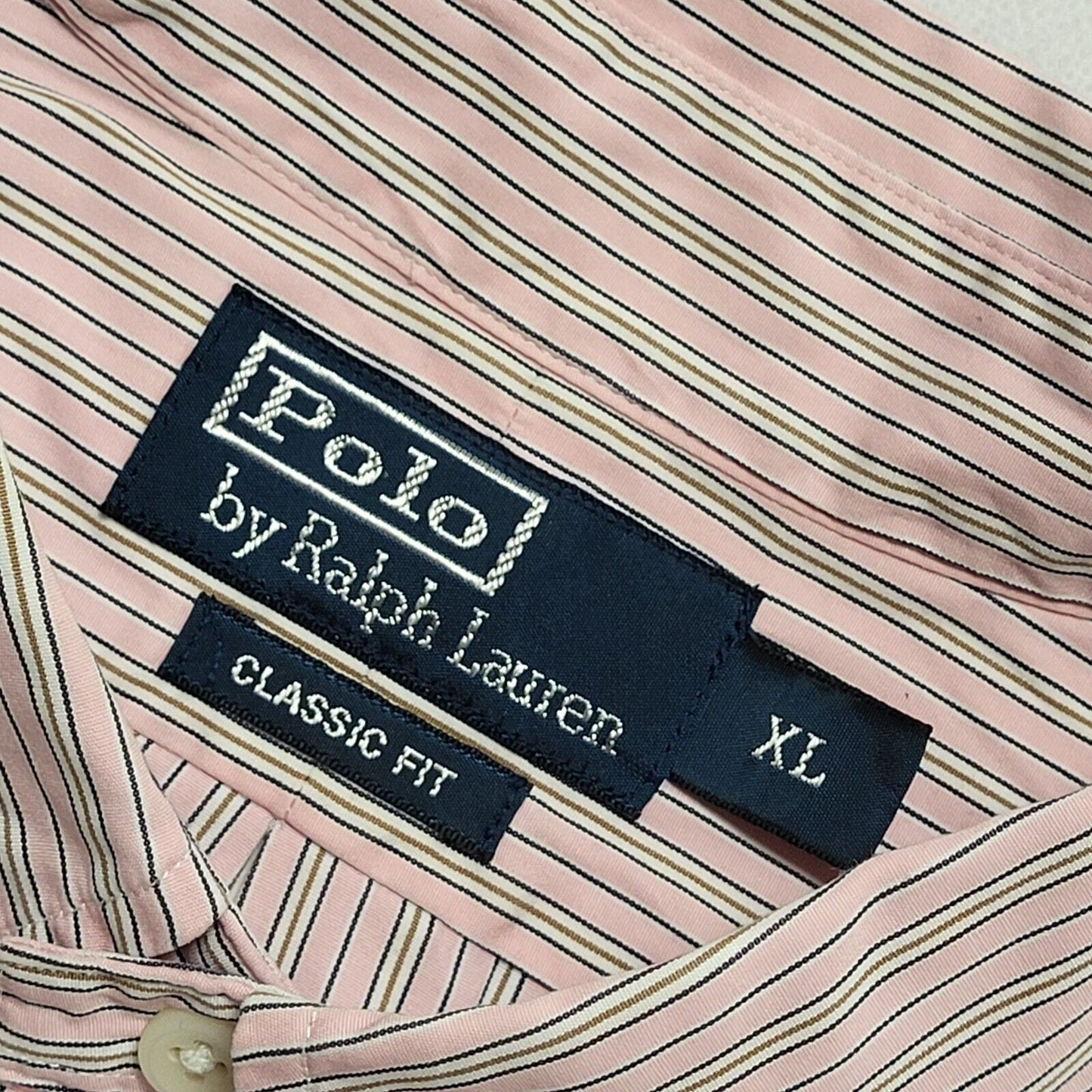 Polo Ralph Lauren Pink & White Striped Shirt Mens UK Size XL